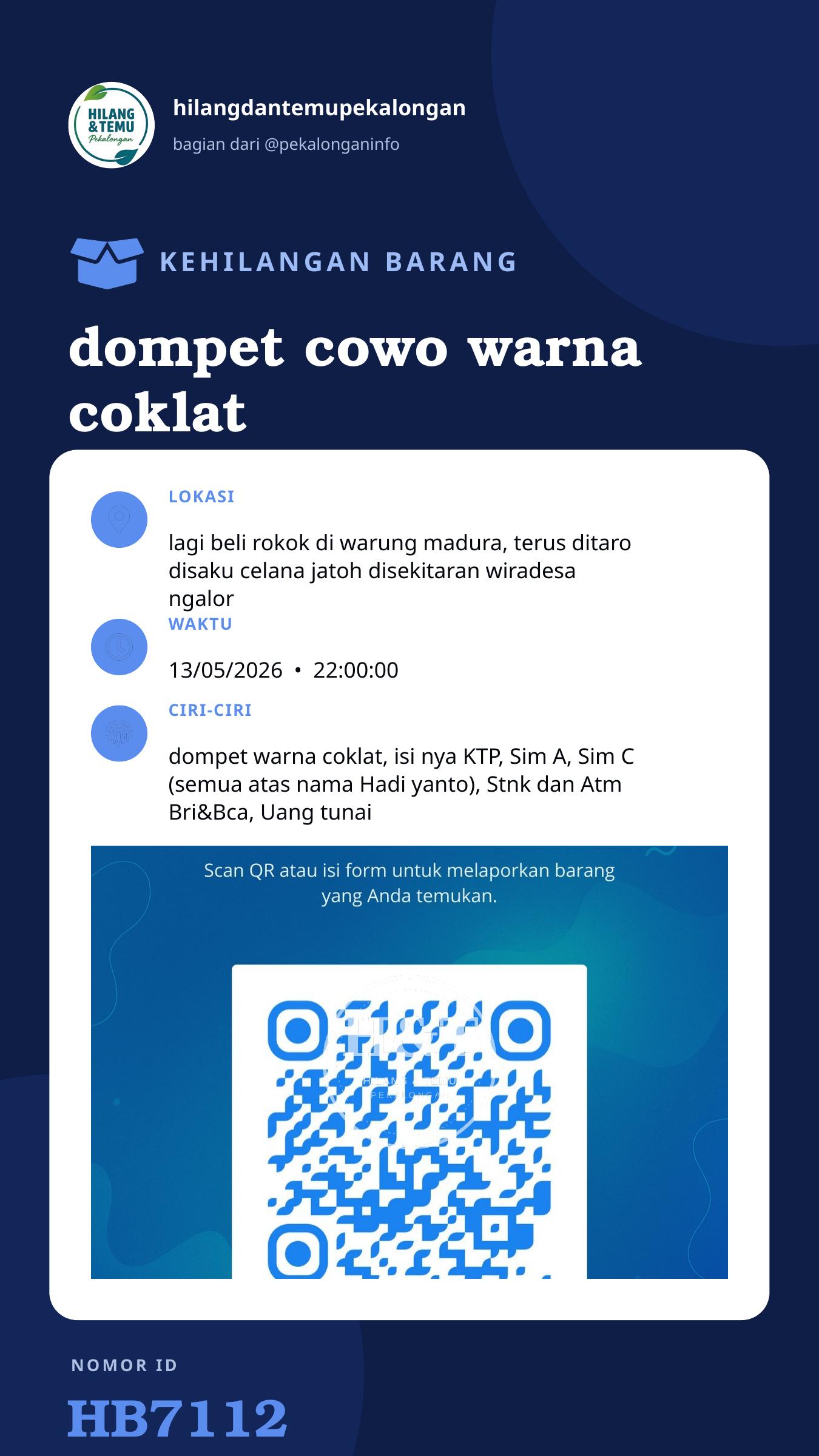 Story 9:16 laporan dompet cowo warna coklat