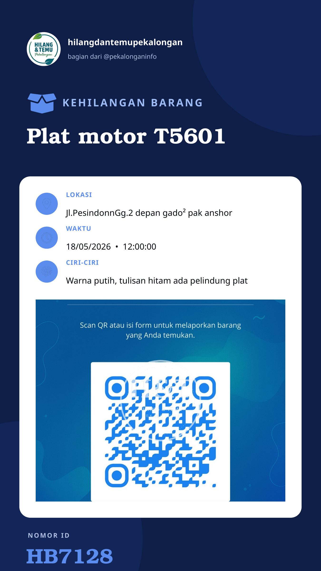 Story 9:16 laporan Plat motor T5601