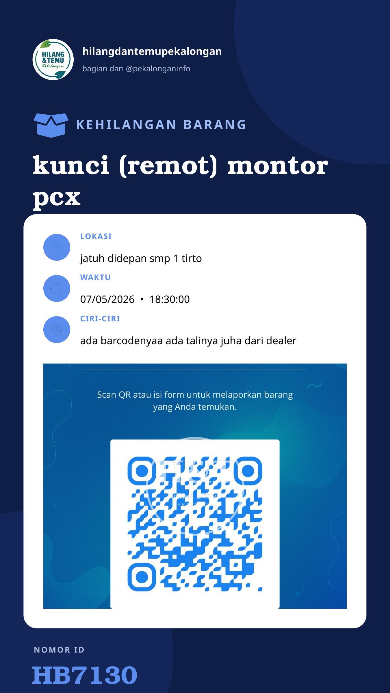 Story 9:16 laporan kunci (remot) montor pcx