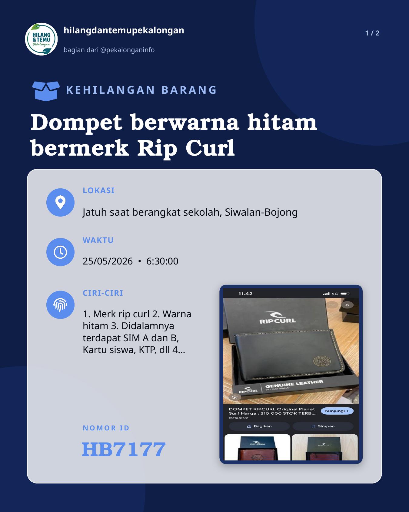 Slide 1 laporan Dompet berwarna hitam bermerk Rip Curl