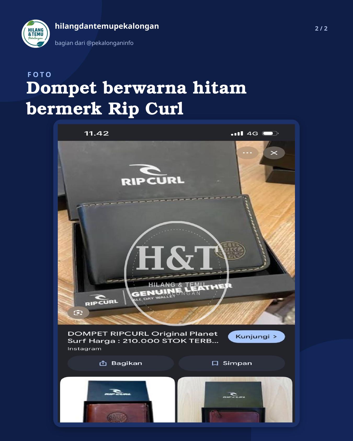 Slide 2 laporan Dompet berwarna hitam bermerk Rip Curl