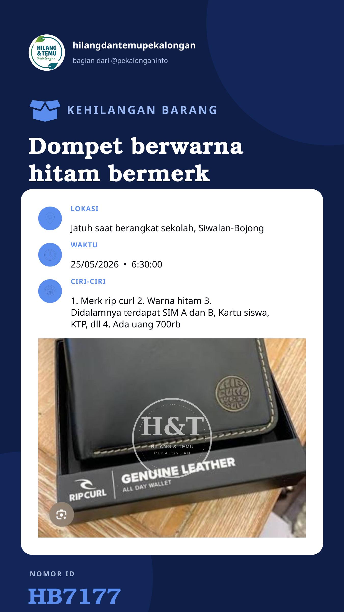 Story 9:16 laporan Dompet berwarna hitam bermerk Rip Curl