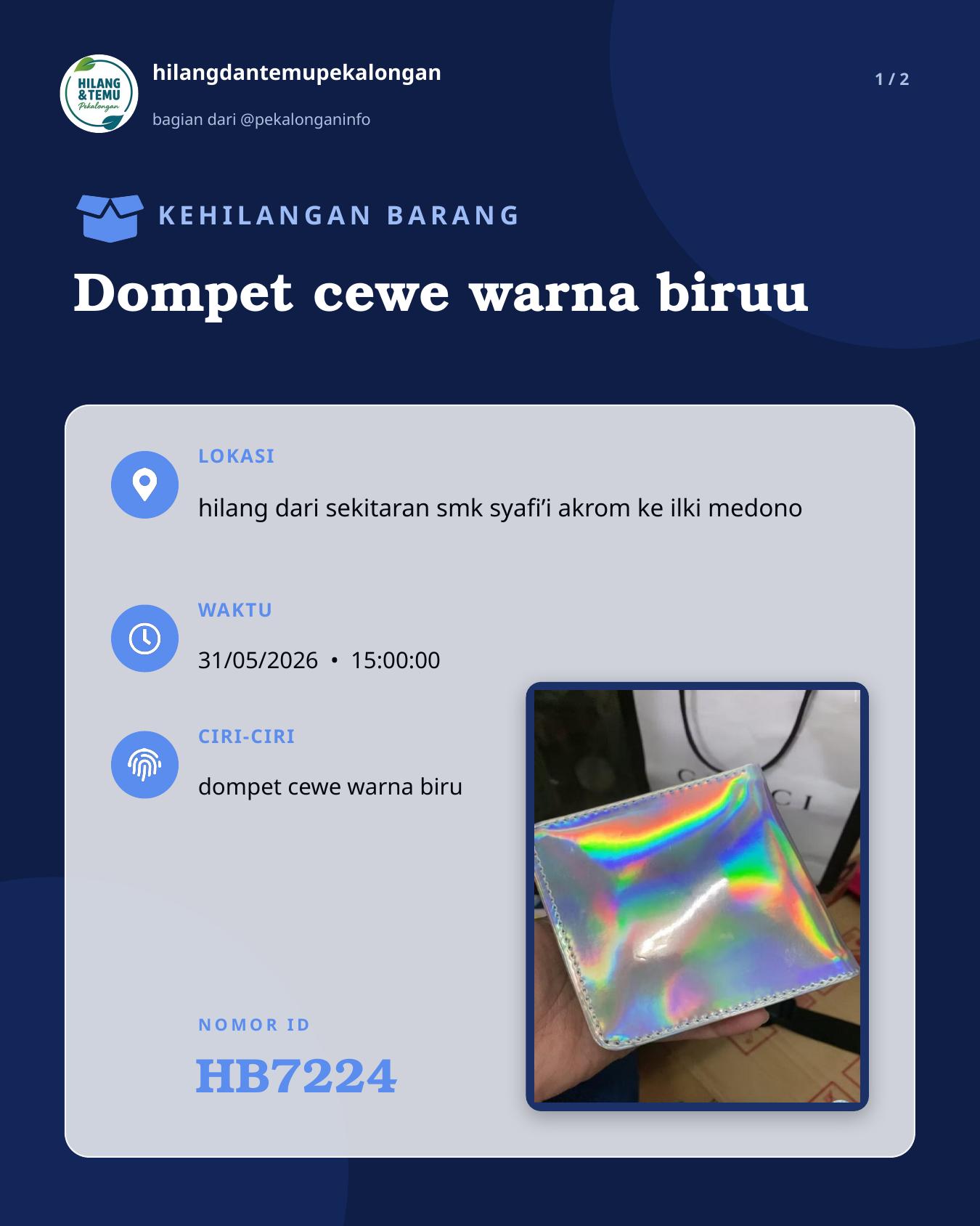 Slide 1 laporan Dompet cewe warna biruu