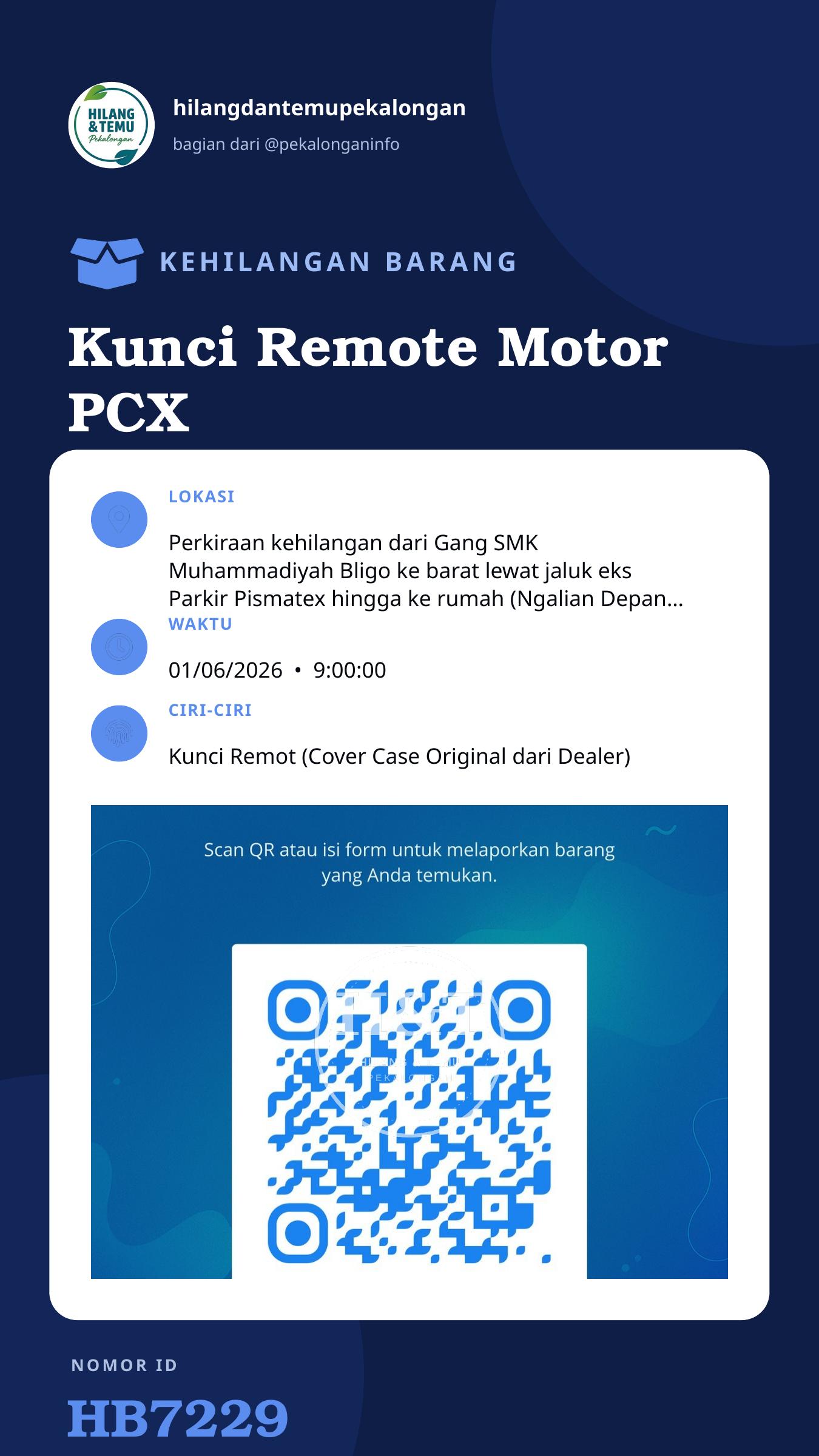 Story 9:16 laporan Kunci Remote Motor PCX