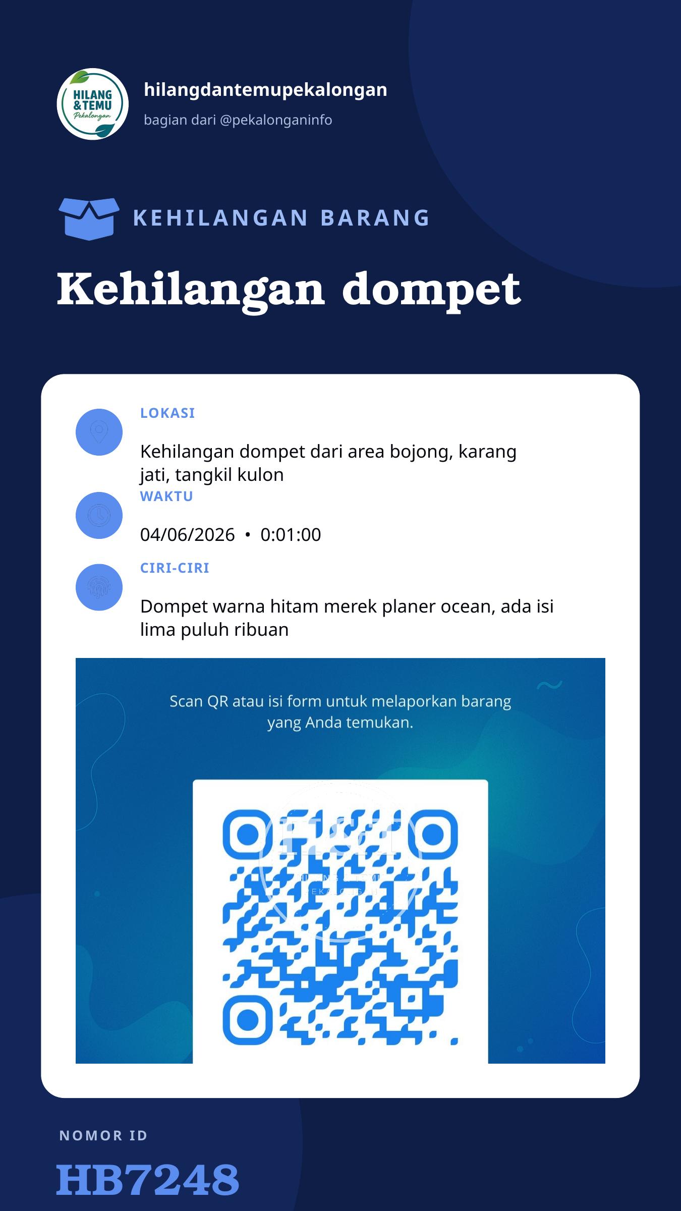 Story 9:16 laporan Kehilangan dompet