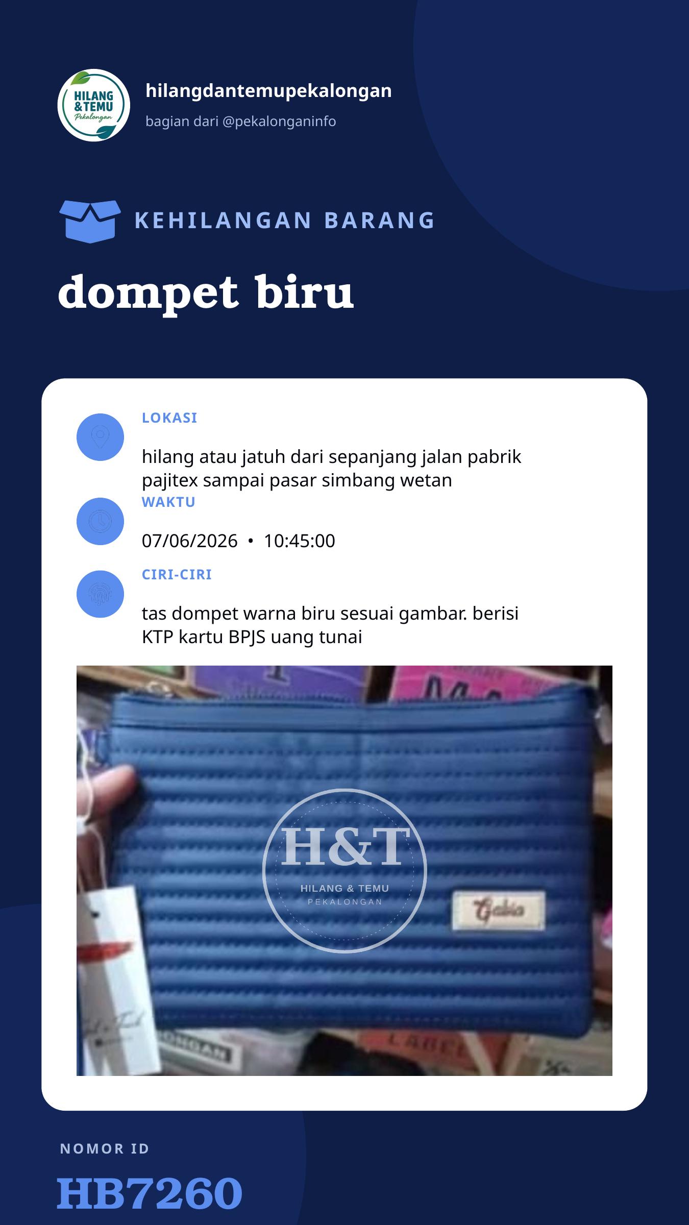 Story 9:16 laporan dompet biru