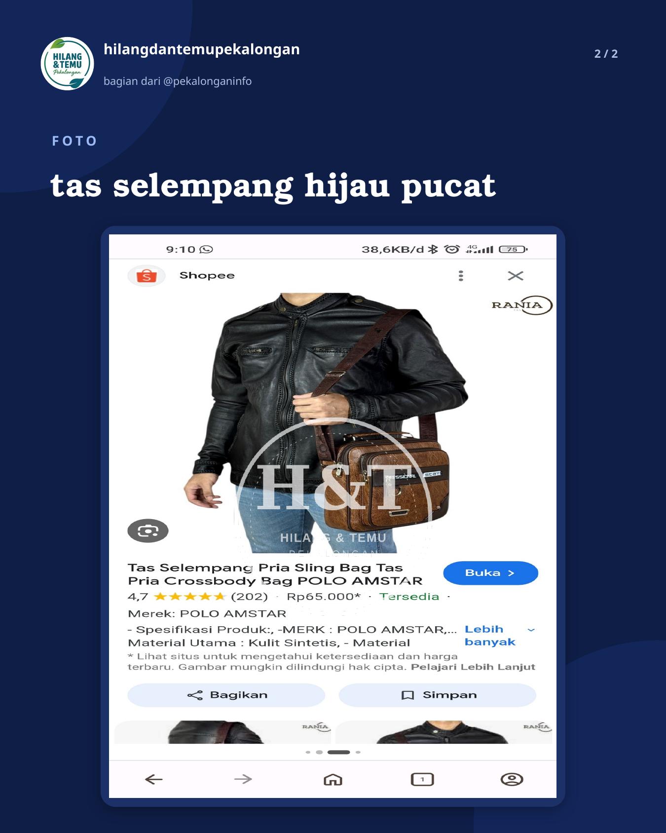 Slide 2 laporan tas selempang hijau pucat
