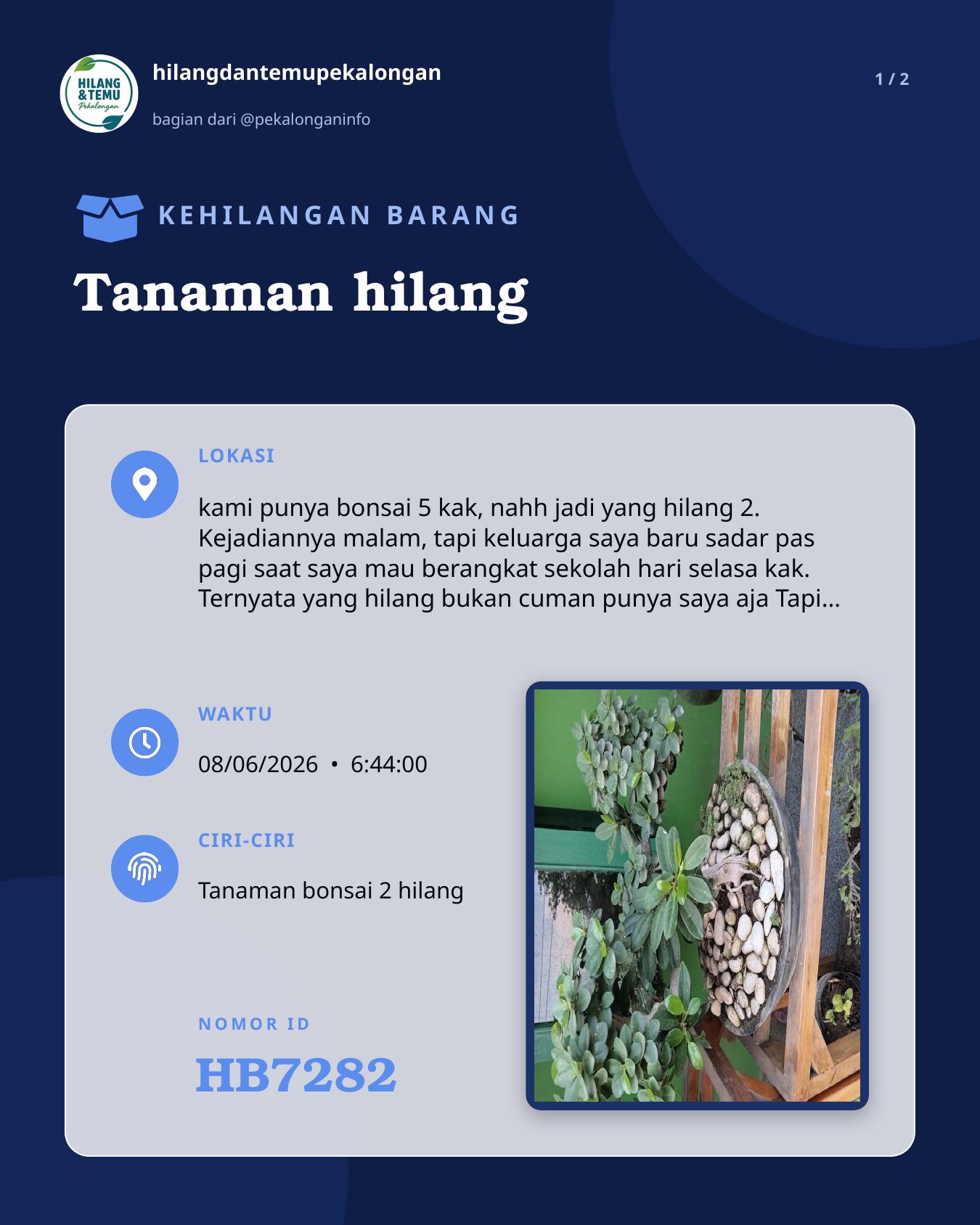 Slide 1 laporan Tanaman hilang