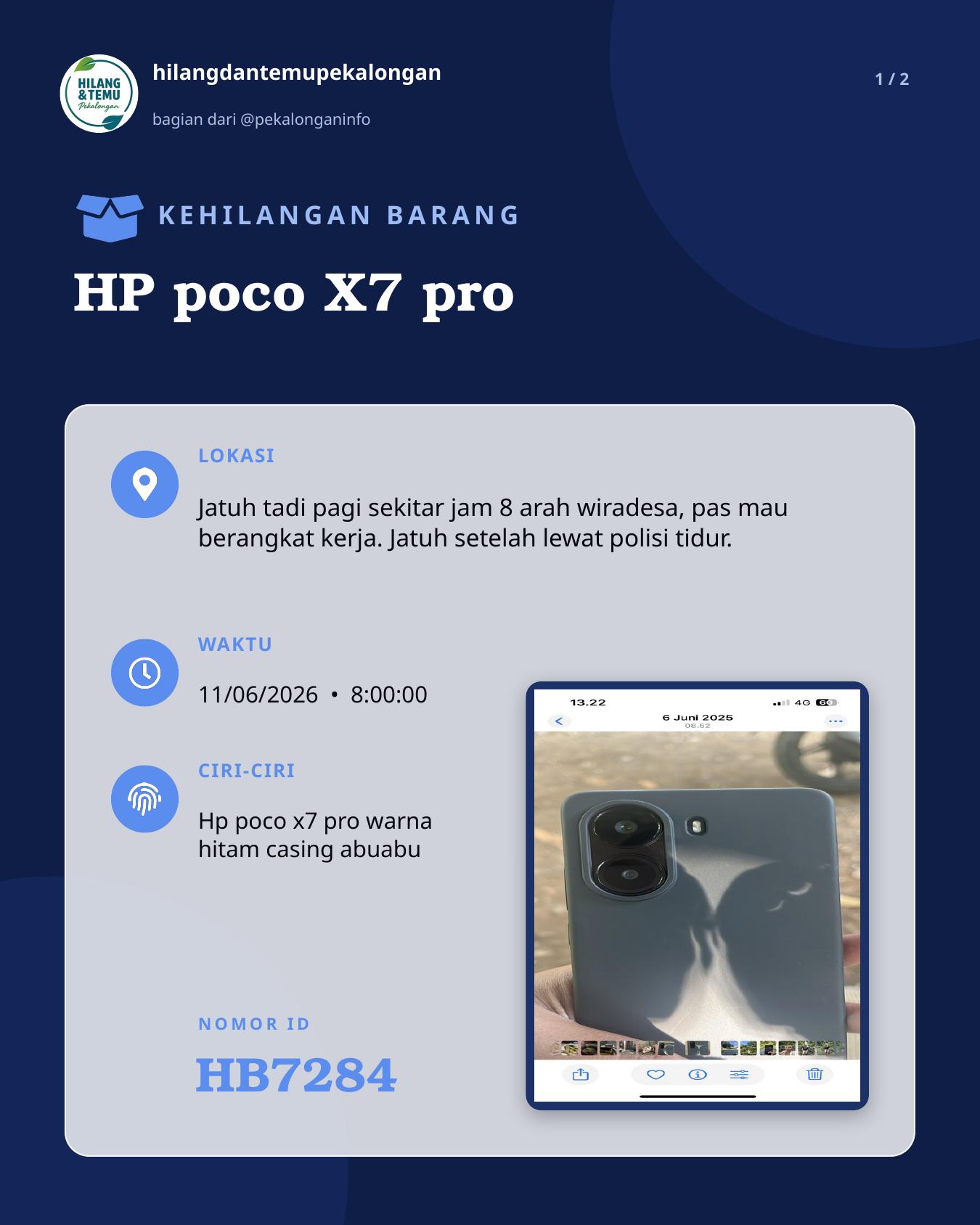 Slide 1 laporan HP poco X7 pro
