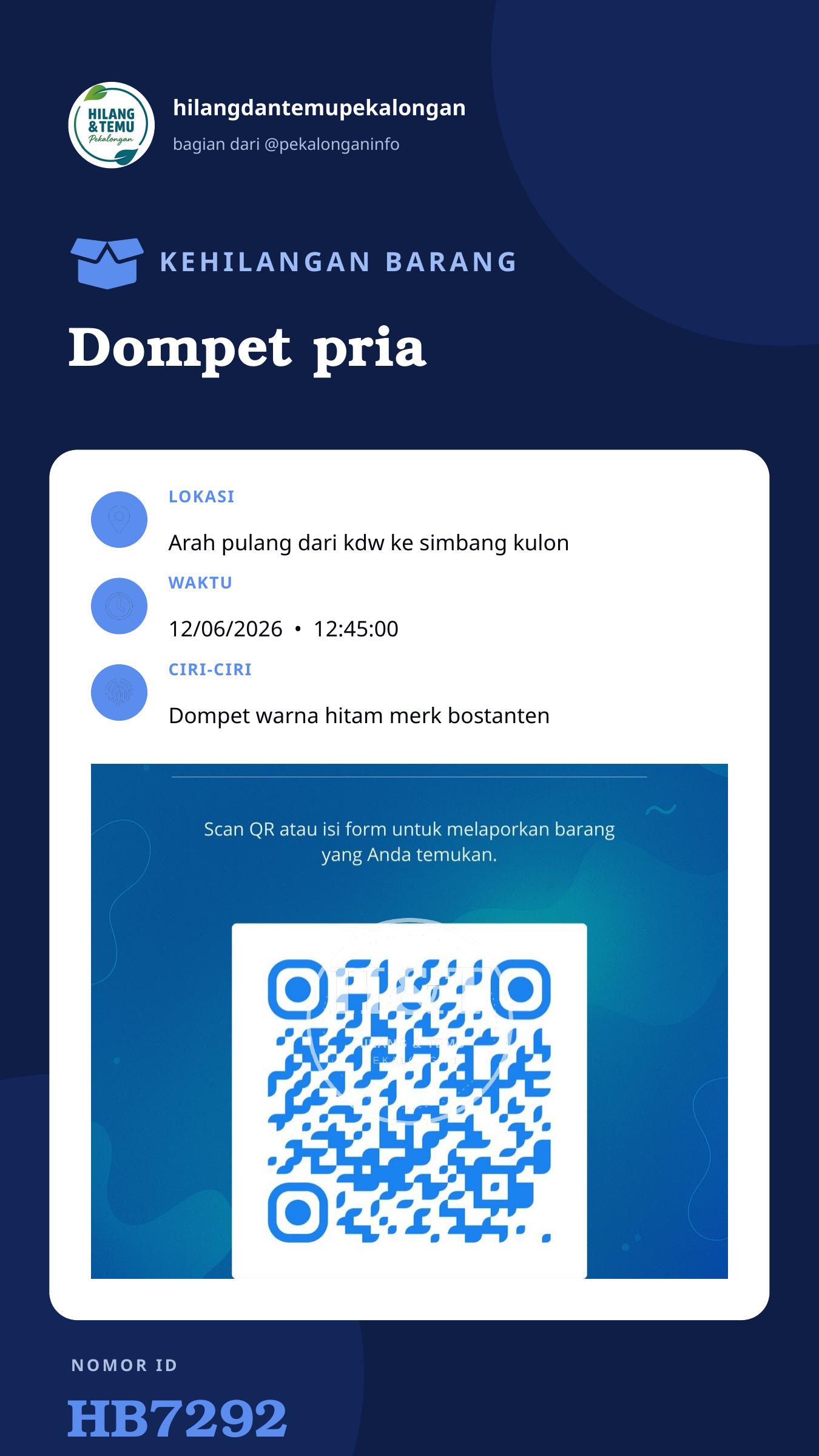 Story 9:16 laporan Dompet pria