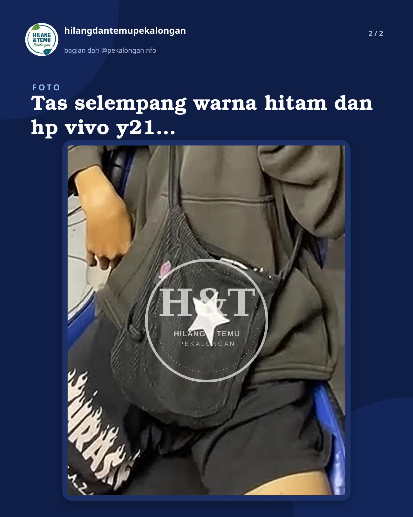 Slide 2 laporan Tas selempang warna hitam dan hp vivo y21 warna diamond blue