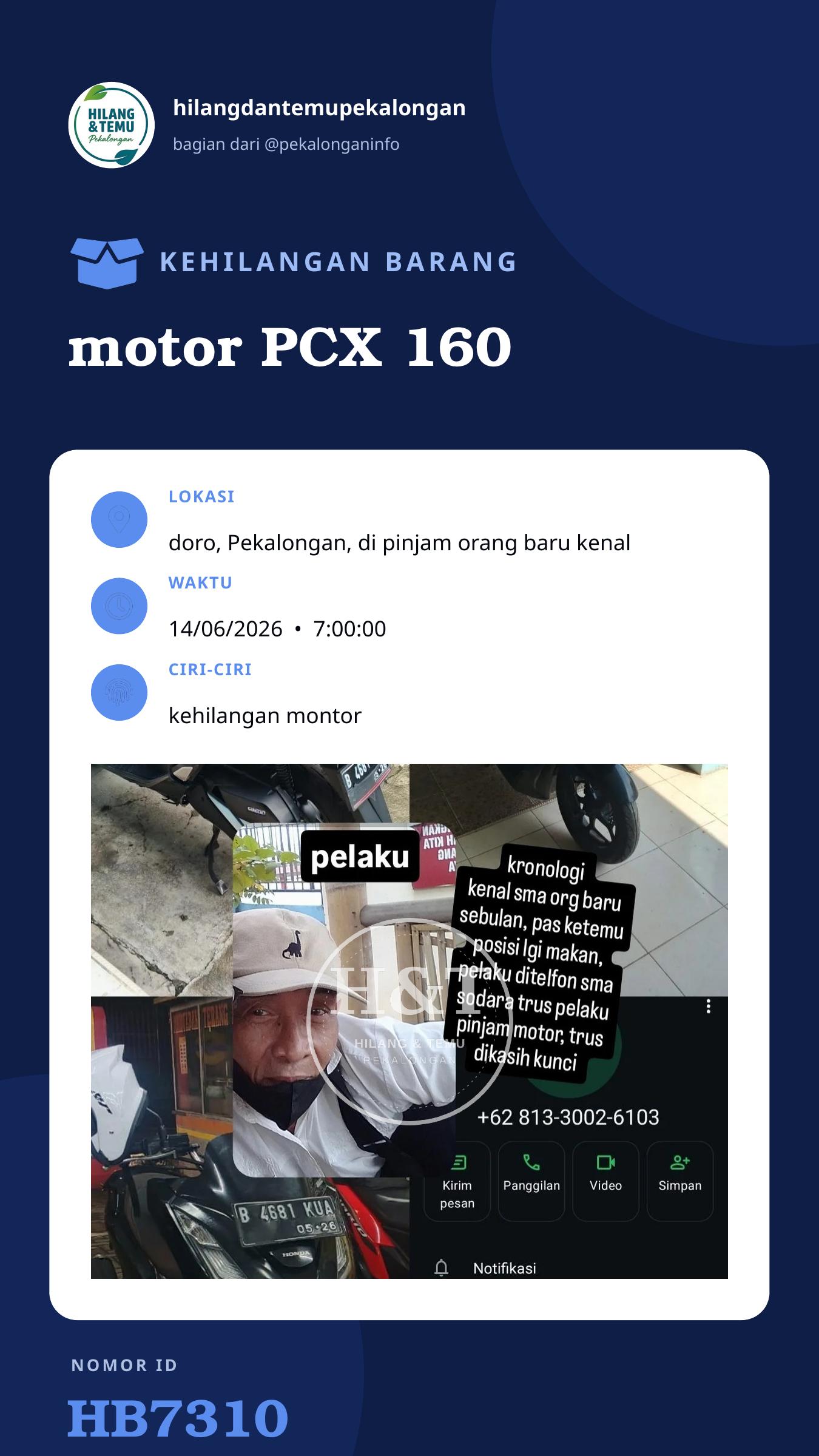 Story 9:16 laporan motor PCX 160