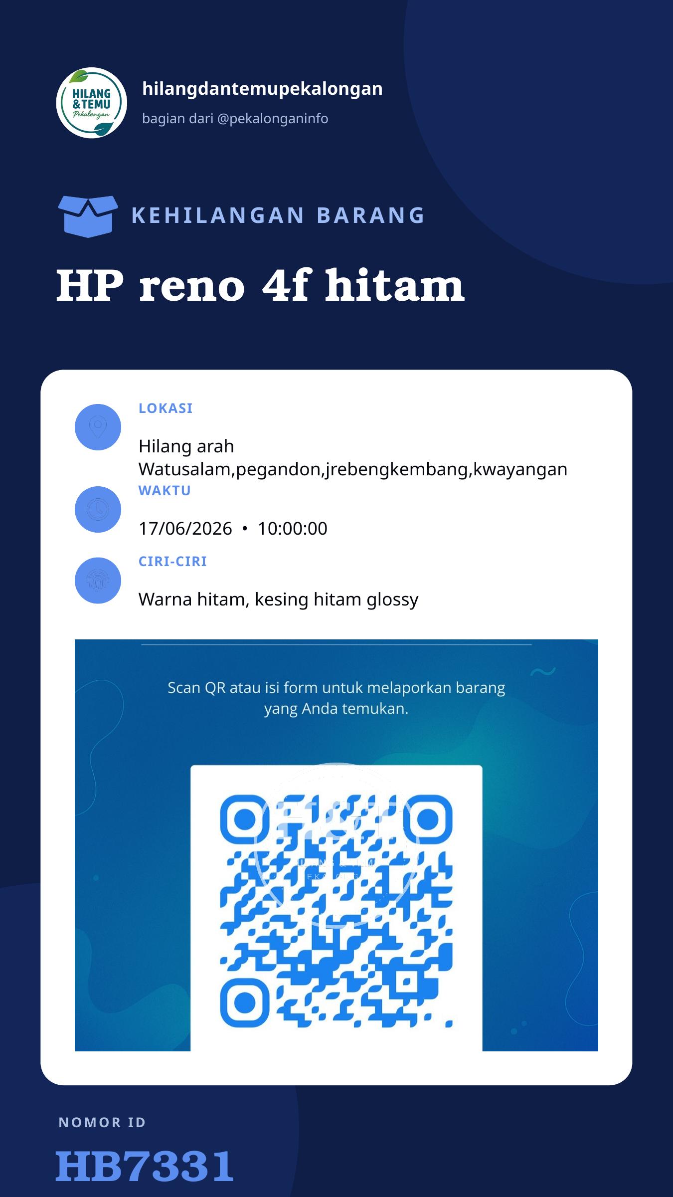Story 9:16 laporan HP reno 4f hitam