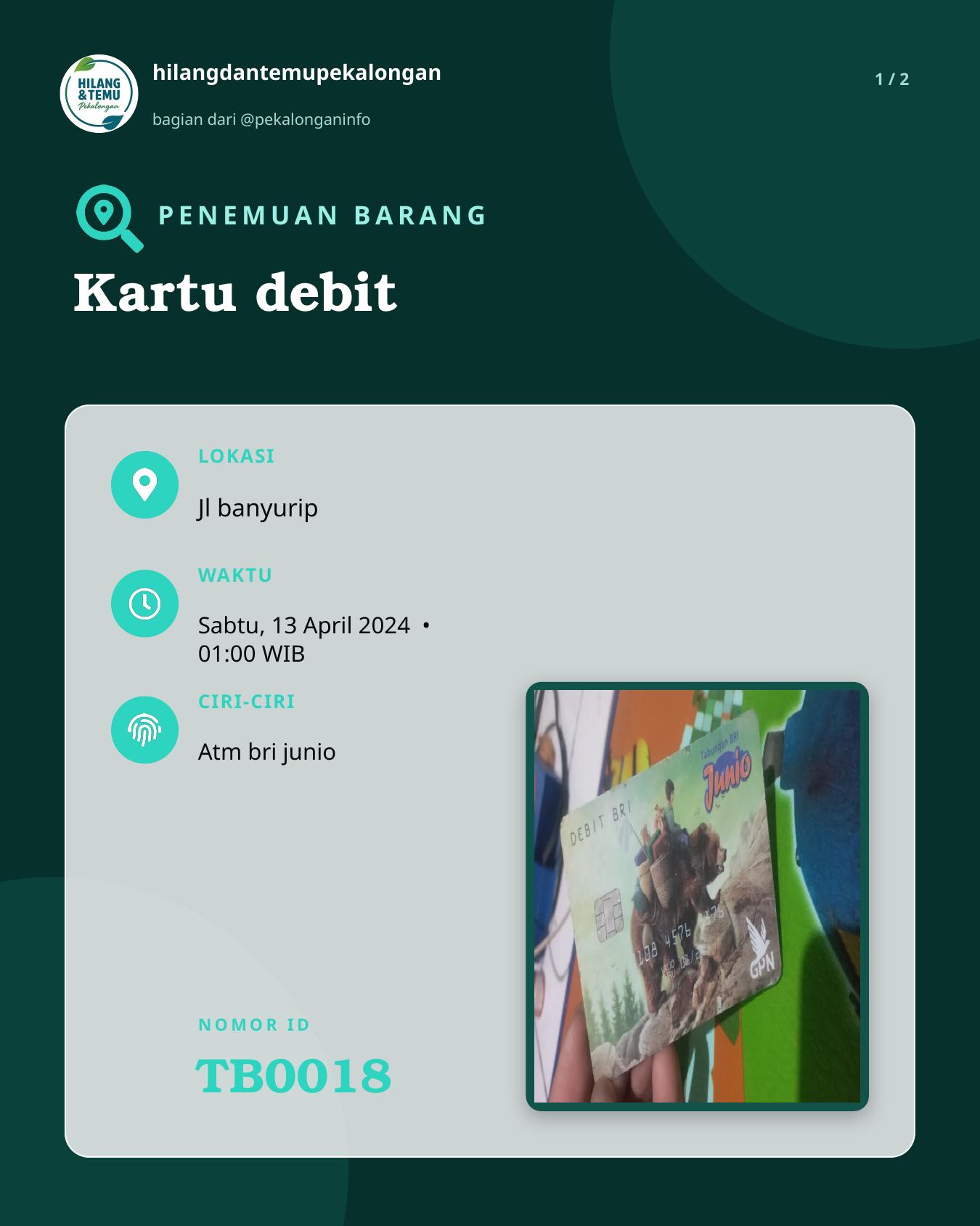 Slide 1 laporan Kartu debit