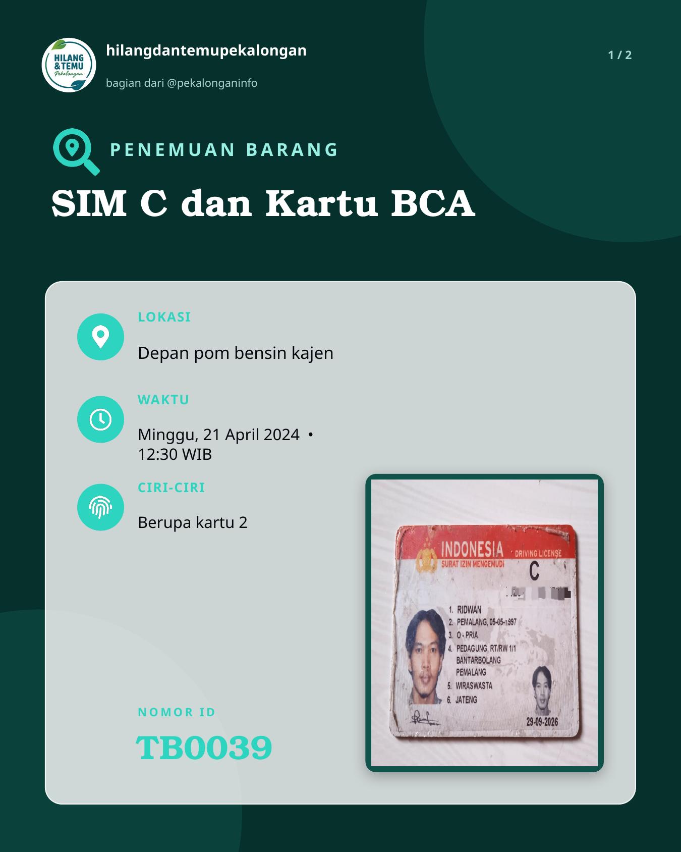 Slide 1 laporan SIM C dan Kartu BCA