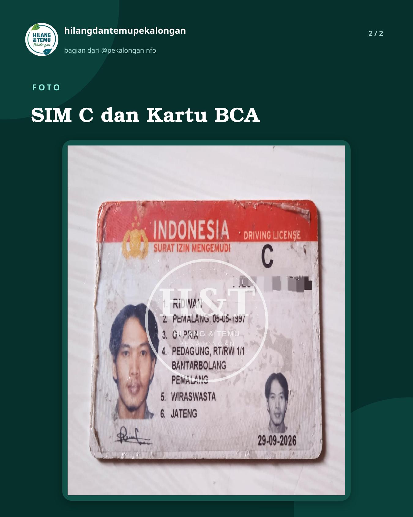 Slide 2 laporan SIM C dan Kartu BCA