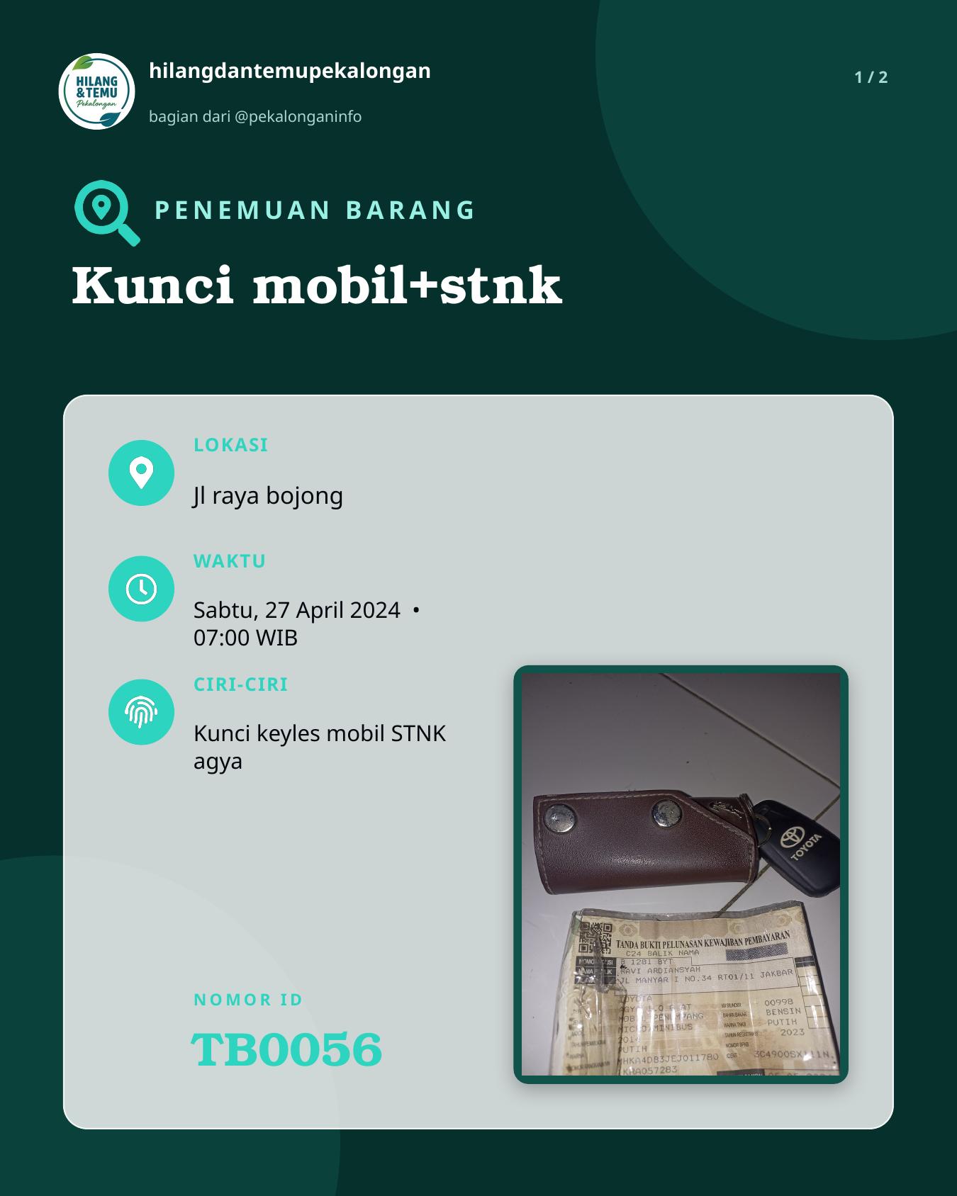 Slide 1 laporan Kunci mobil+stnk