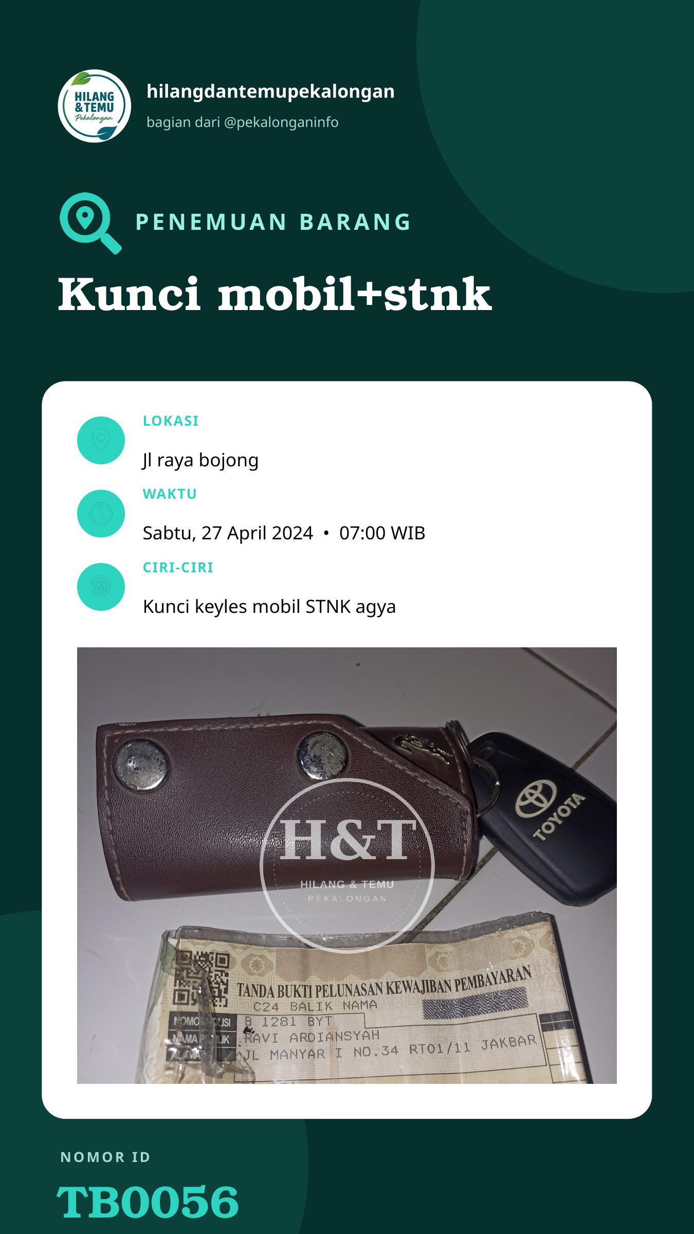 Story 9:16 laporan Kunci mobil+stnk