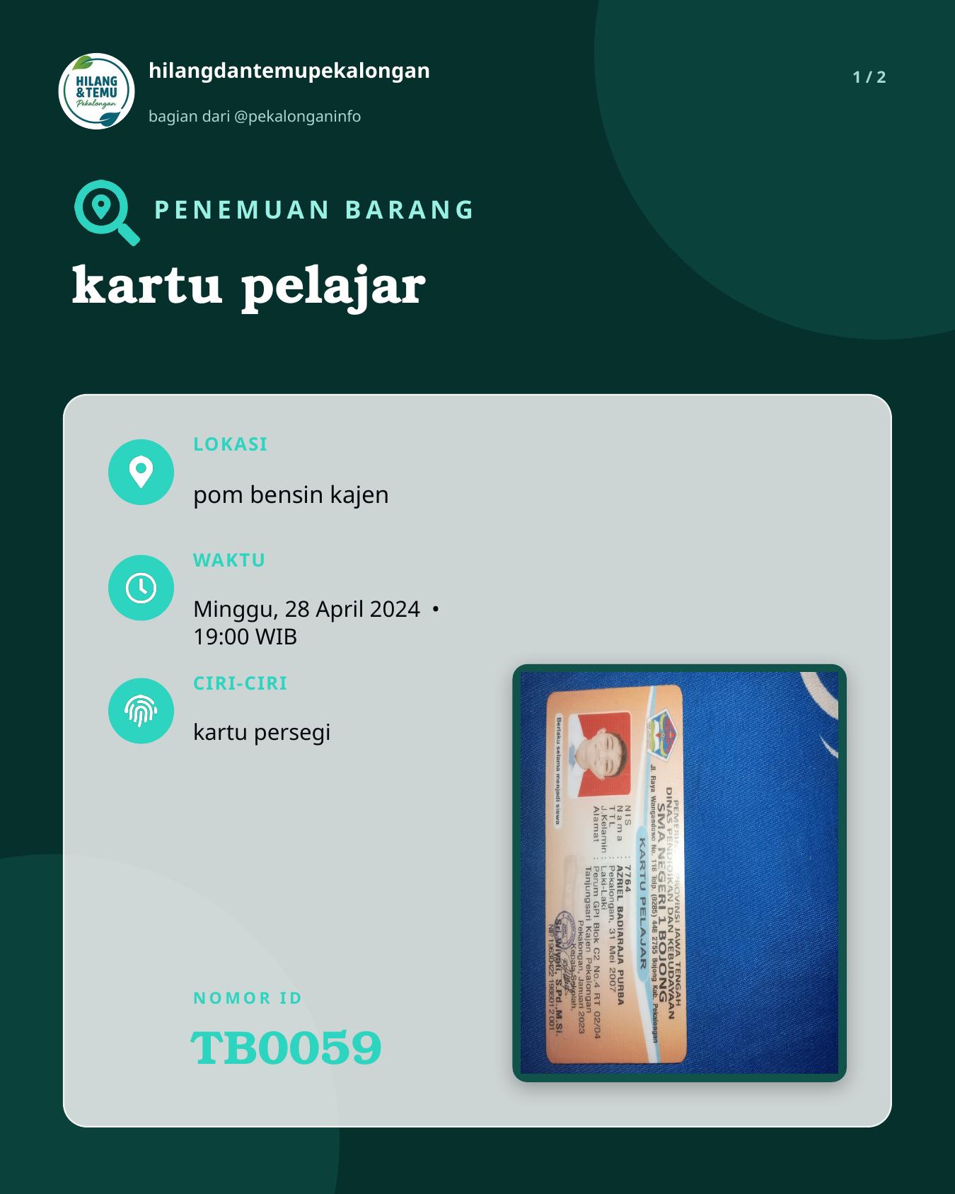 Slide 1 laporan kartu pelajar