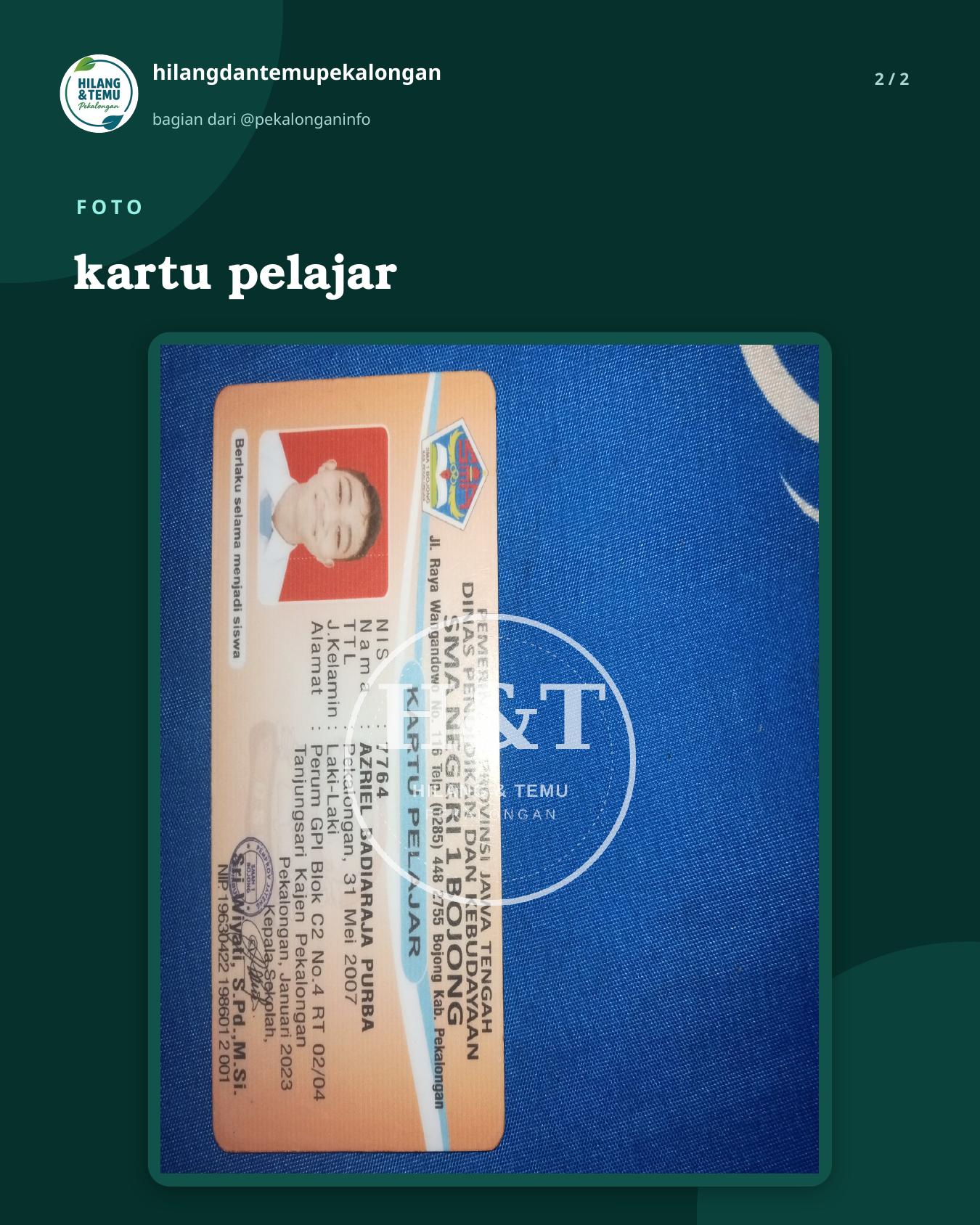 Slide 2 laporan kartu pelajar