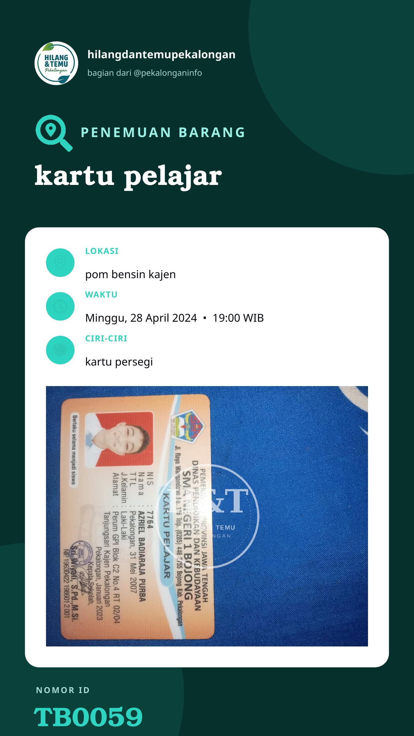 Story 9:16 laporan kartu pelajar