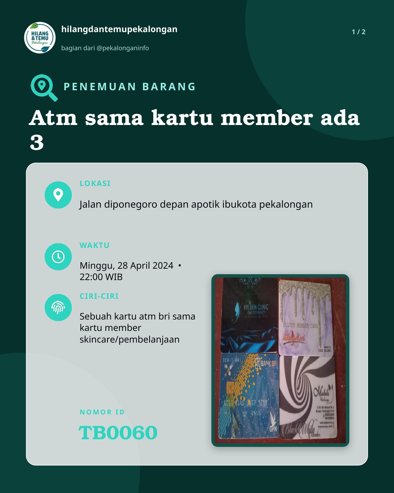 Slide 1 laporan Atm sama kartu member ada 3