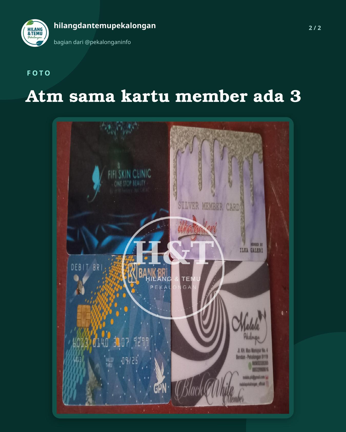 Slide 2 laporan Atm sama kartu member ada 3