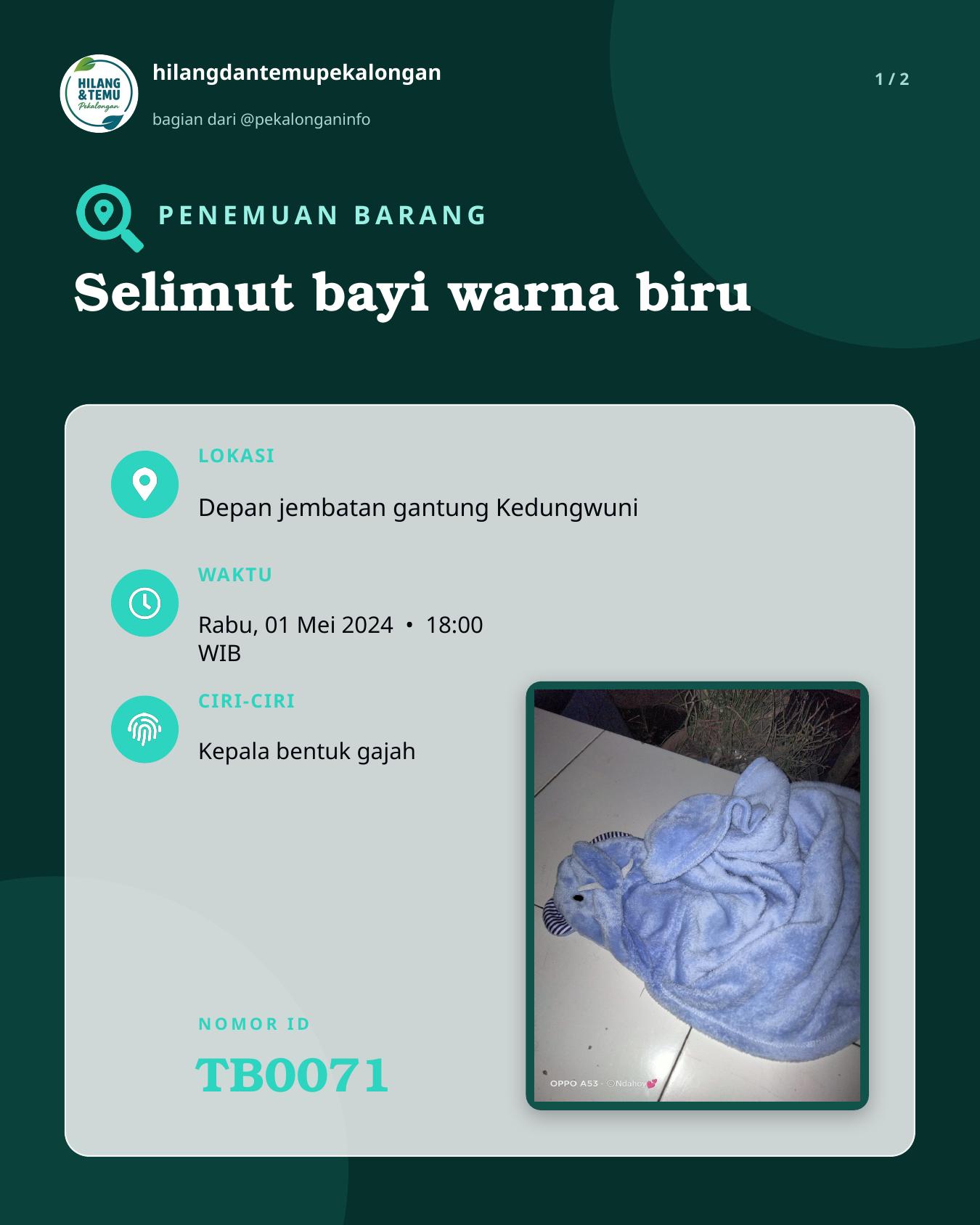 Slide 1 laporan Selimut bayi warna biru