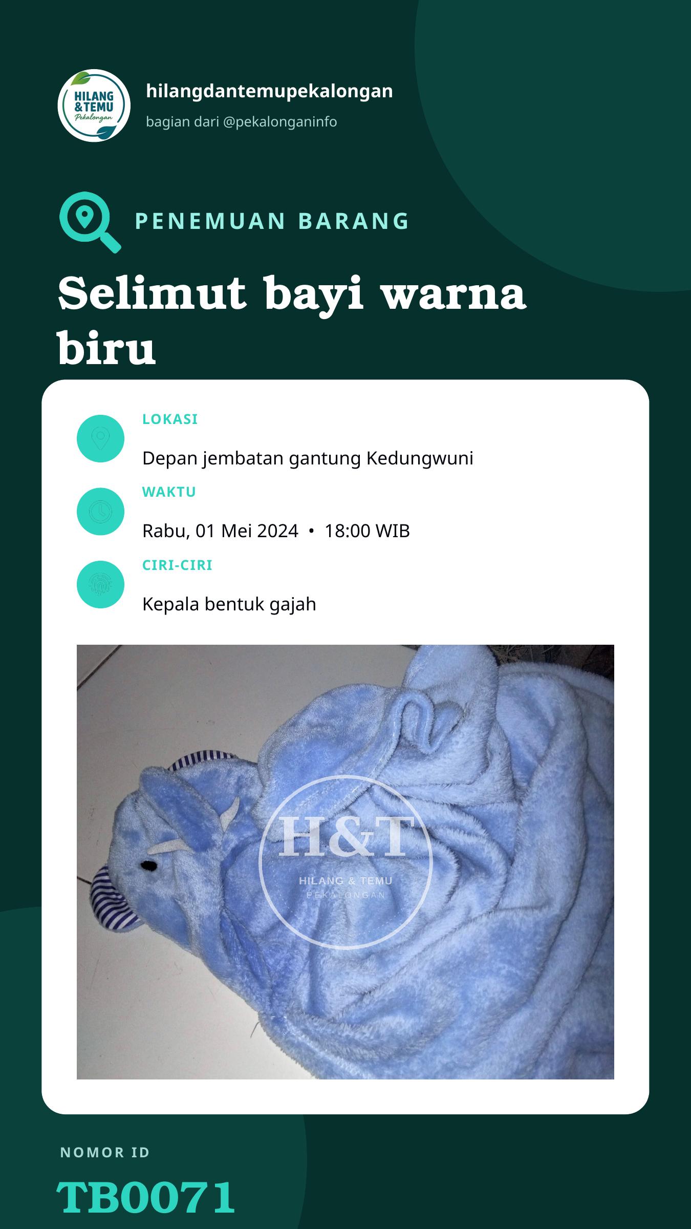 Story 9:16 laporan Selimut bayi warna biru