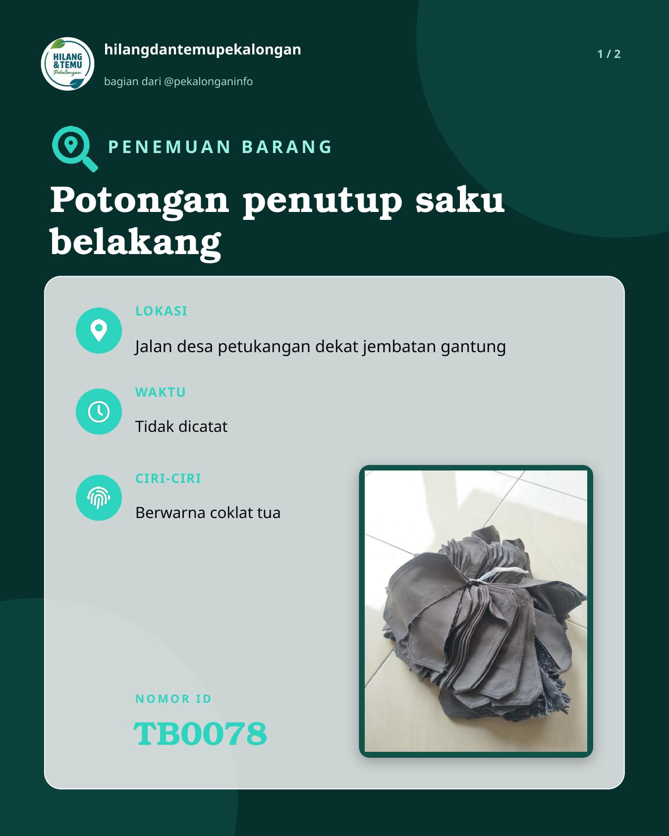 Slide 1 laporan Potongan penutup saku belakang