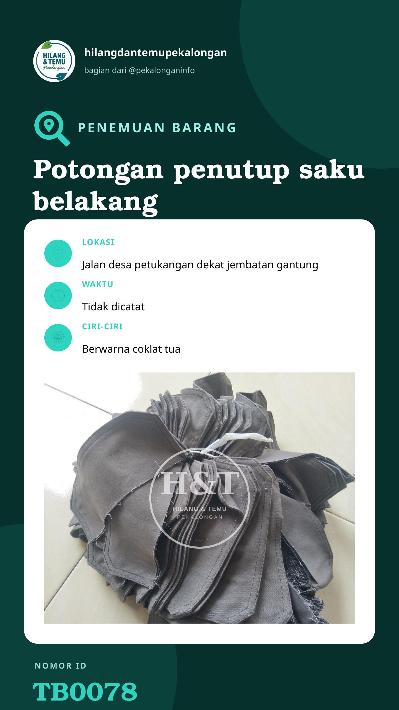 Story 9:16 laporan Potongan penutup saku belakang