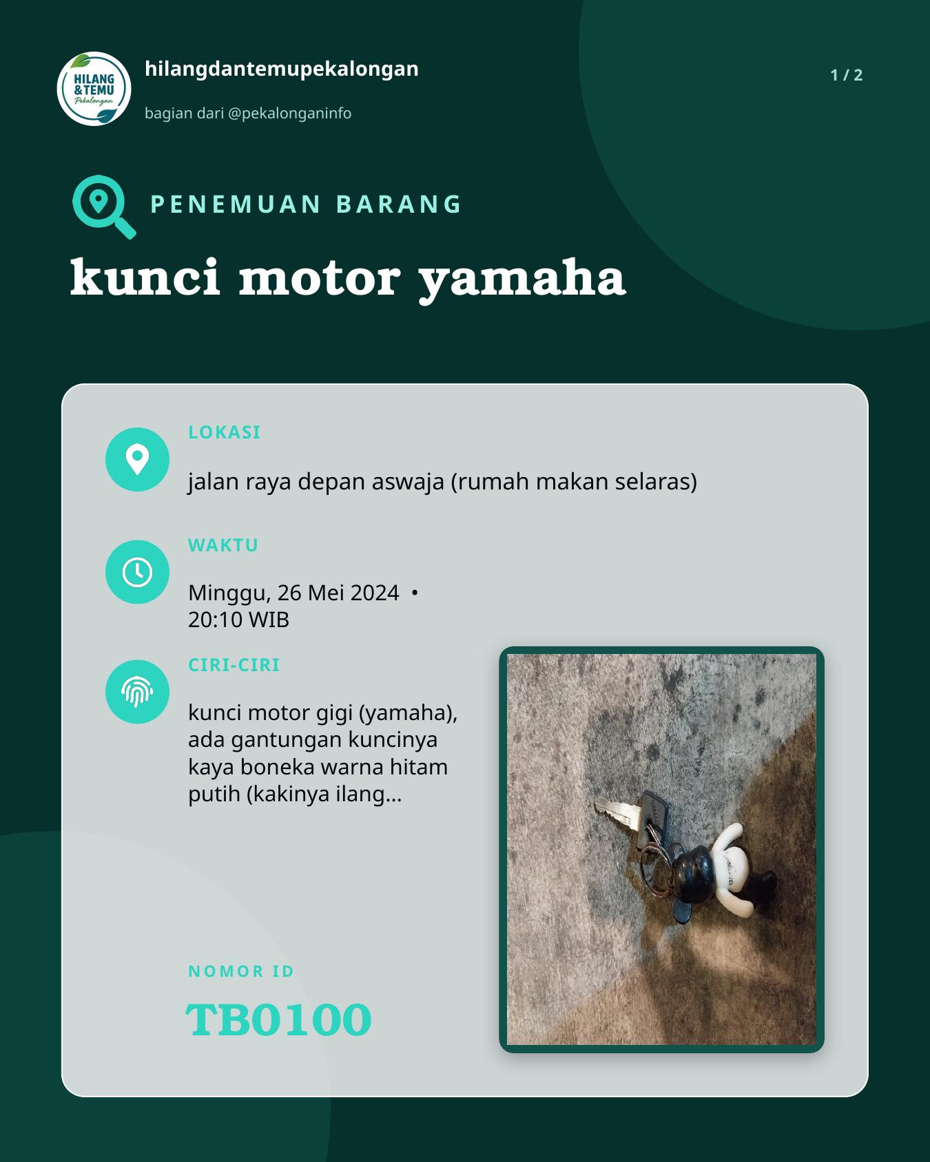 Slide 1 laporan kunci motor yamaha