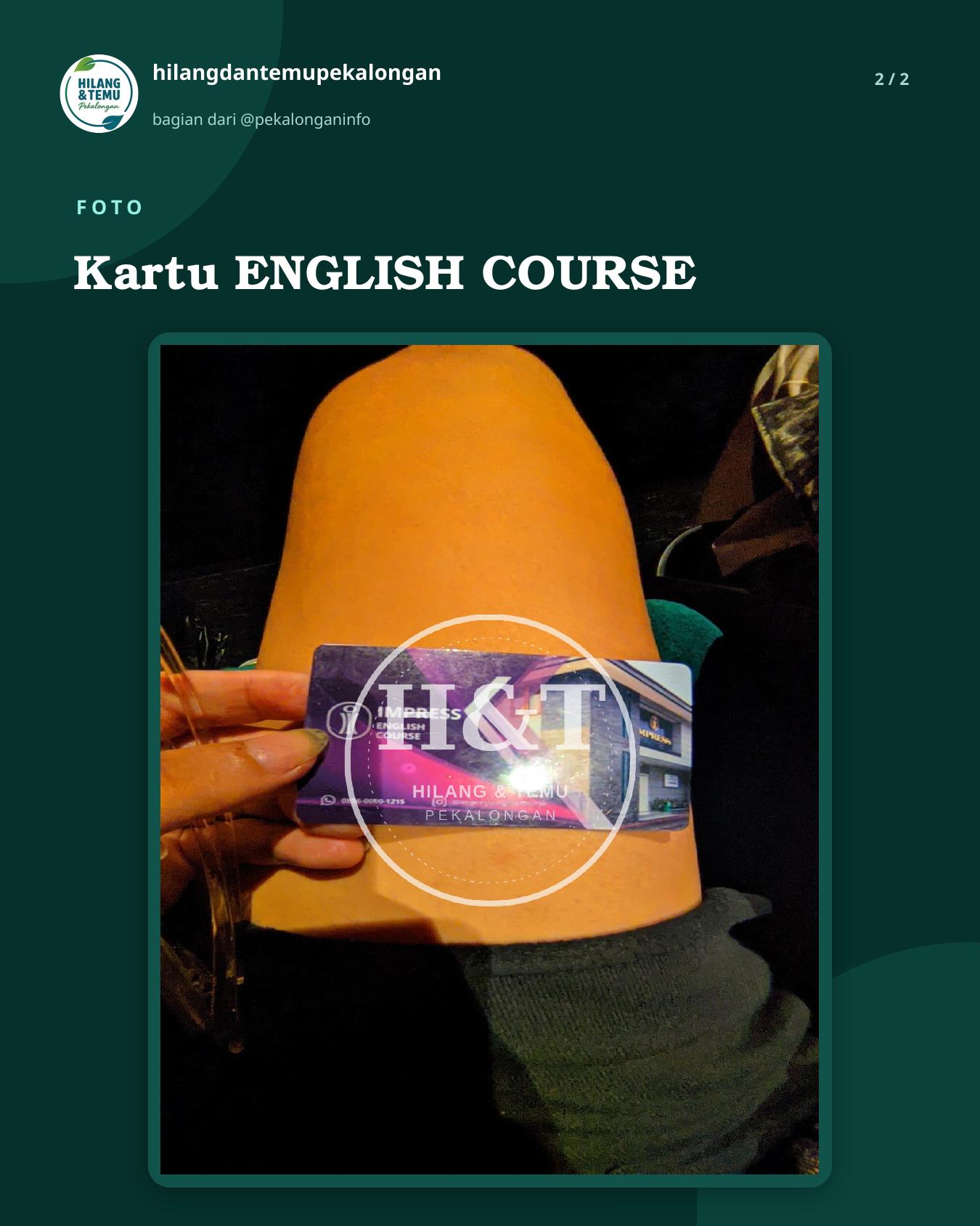 Slide 2 laporan Kartu ENGLISH COURSE