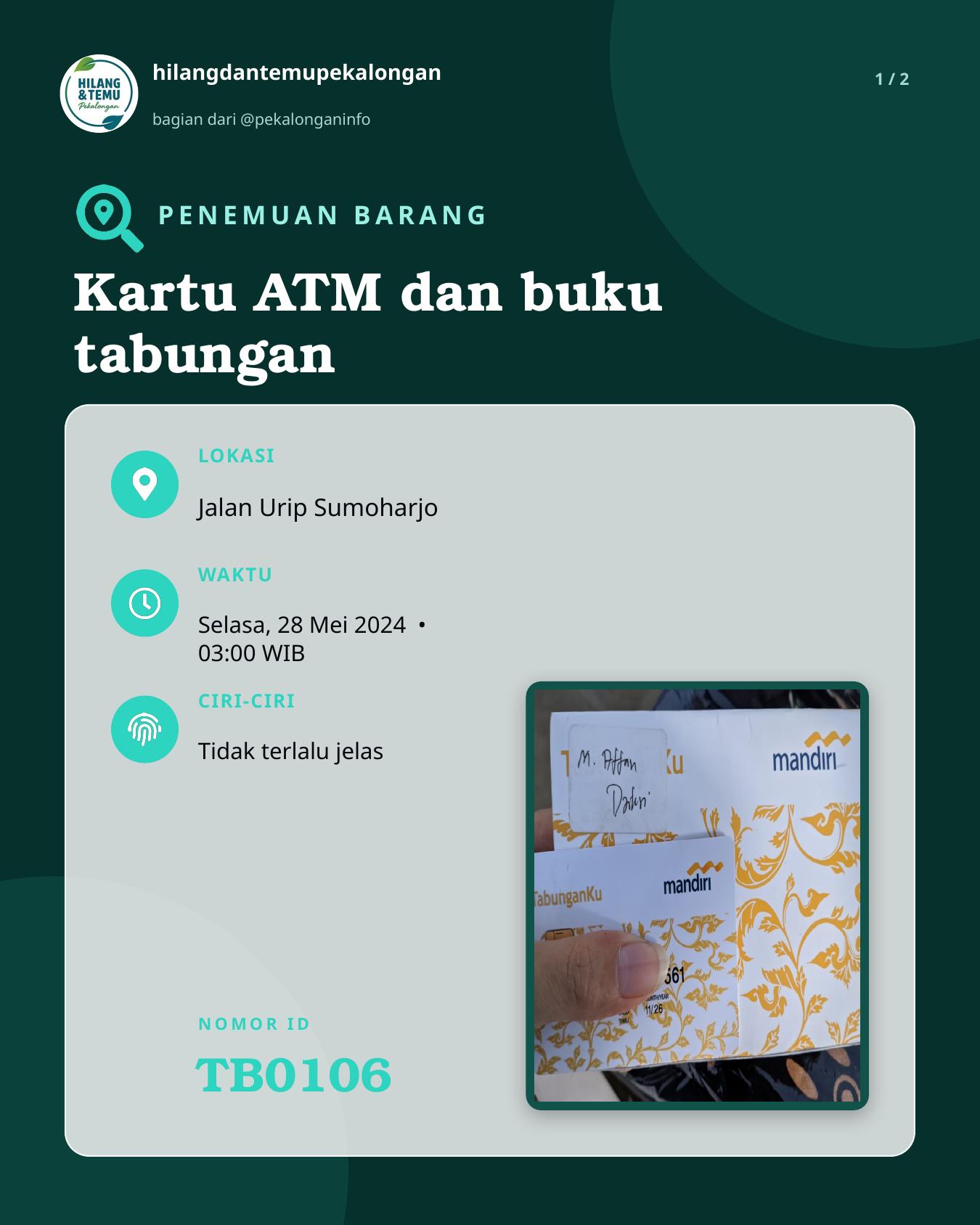 Slide 1 laporan Kartu ATM dan buku tabungan