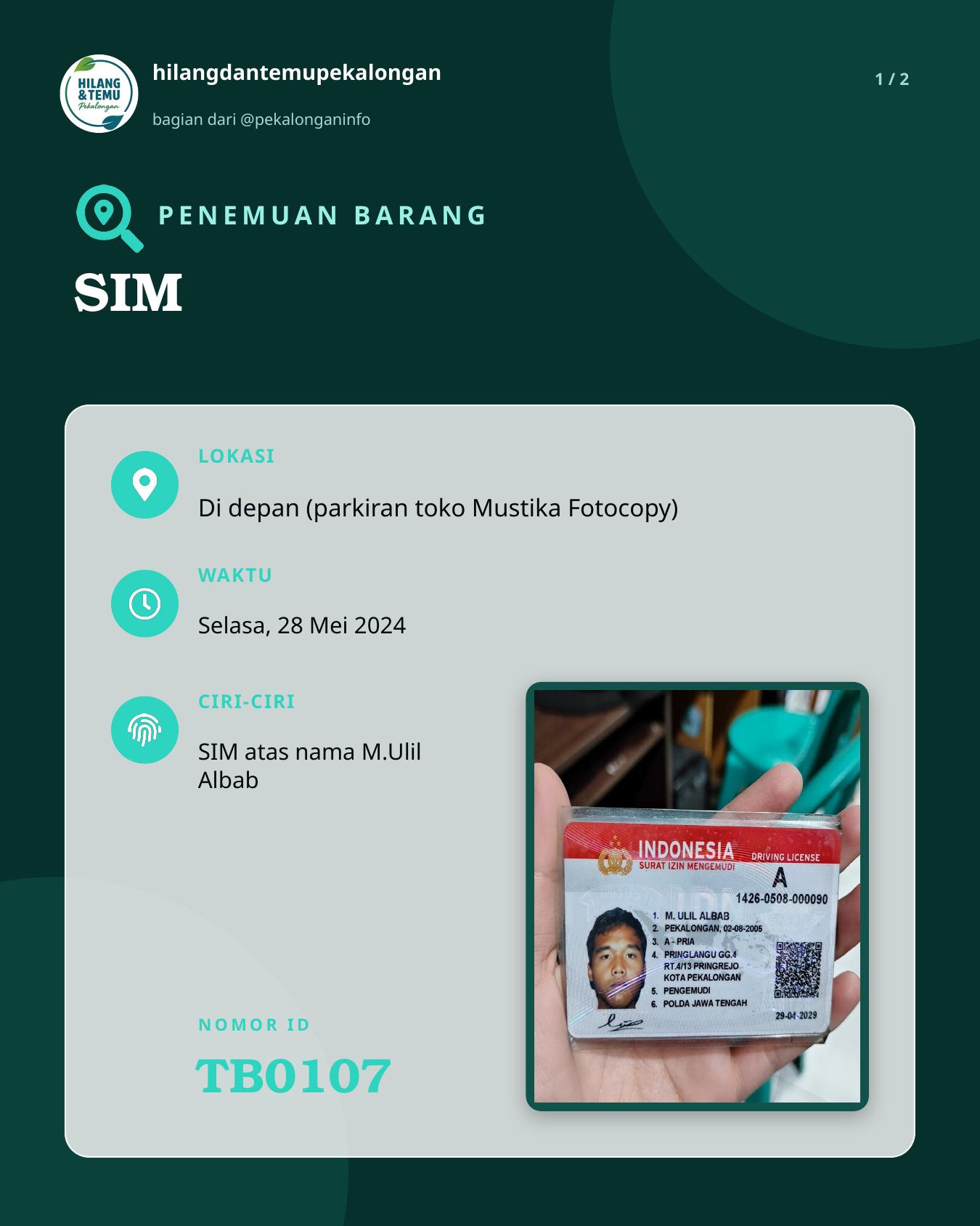 Slide 1 laporan SIM