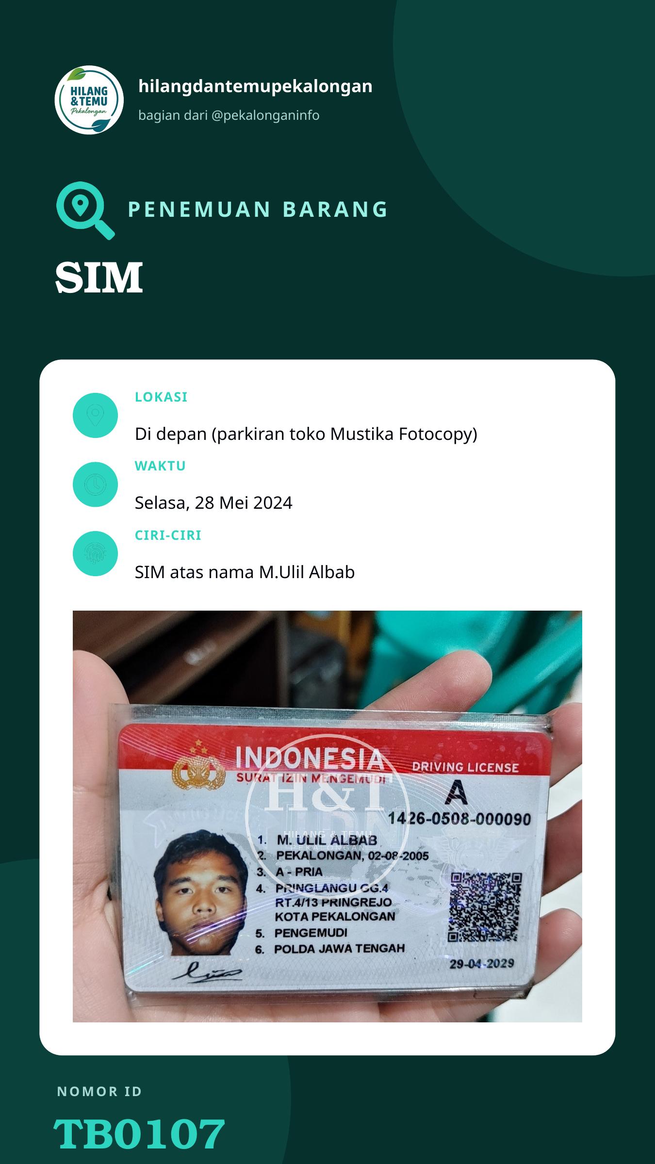 Story 9:16 laporan SIM