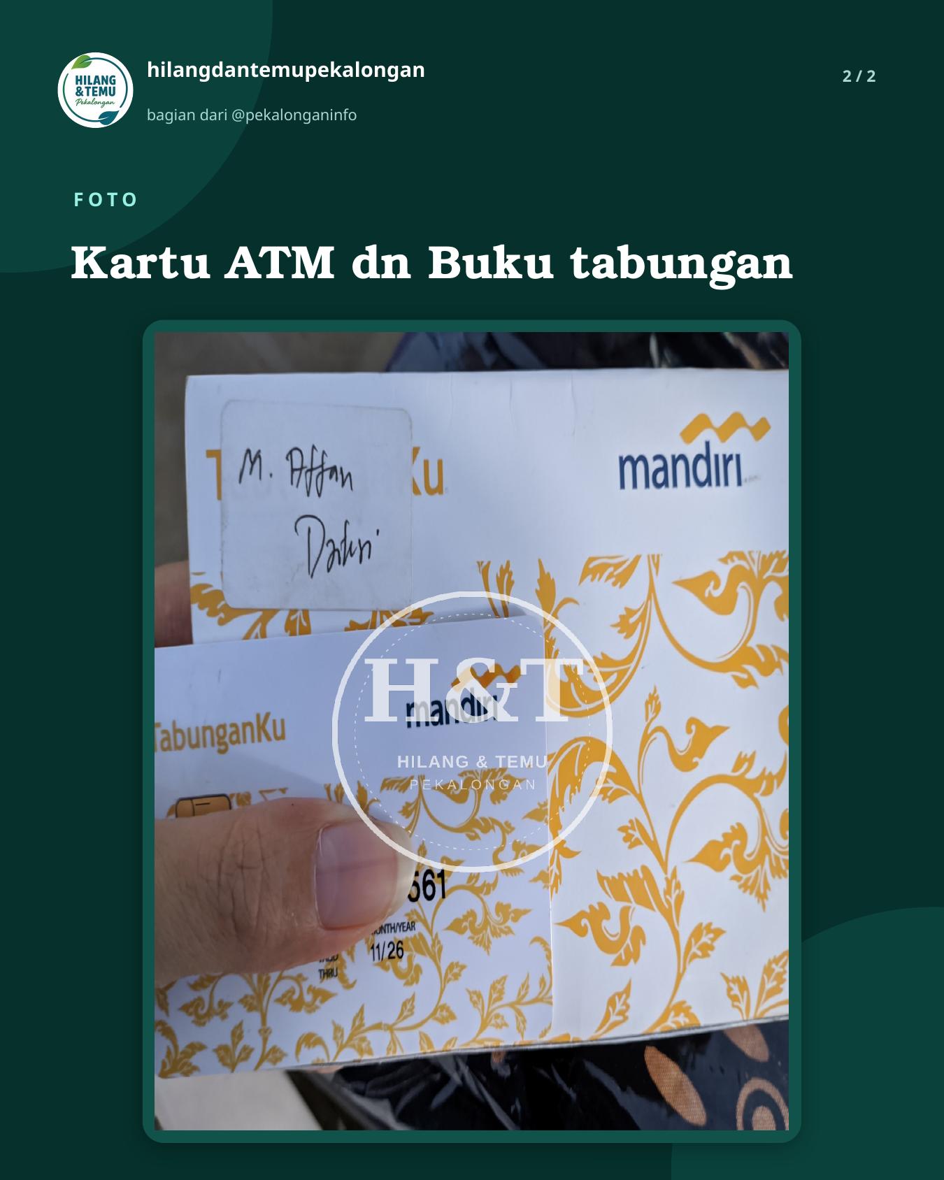 Slide 2 laporan Kartu ATM dn Buku tabungan