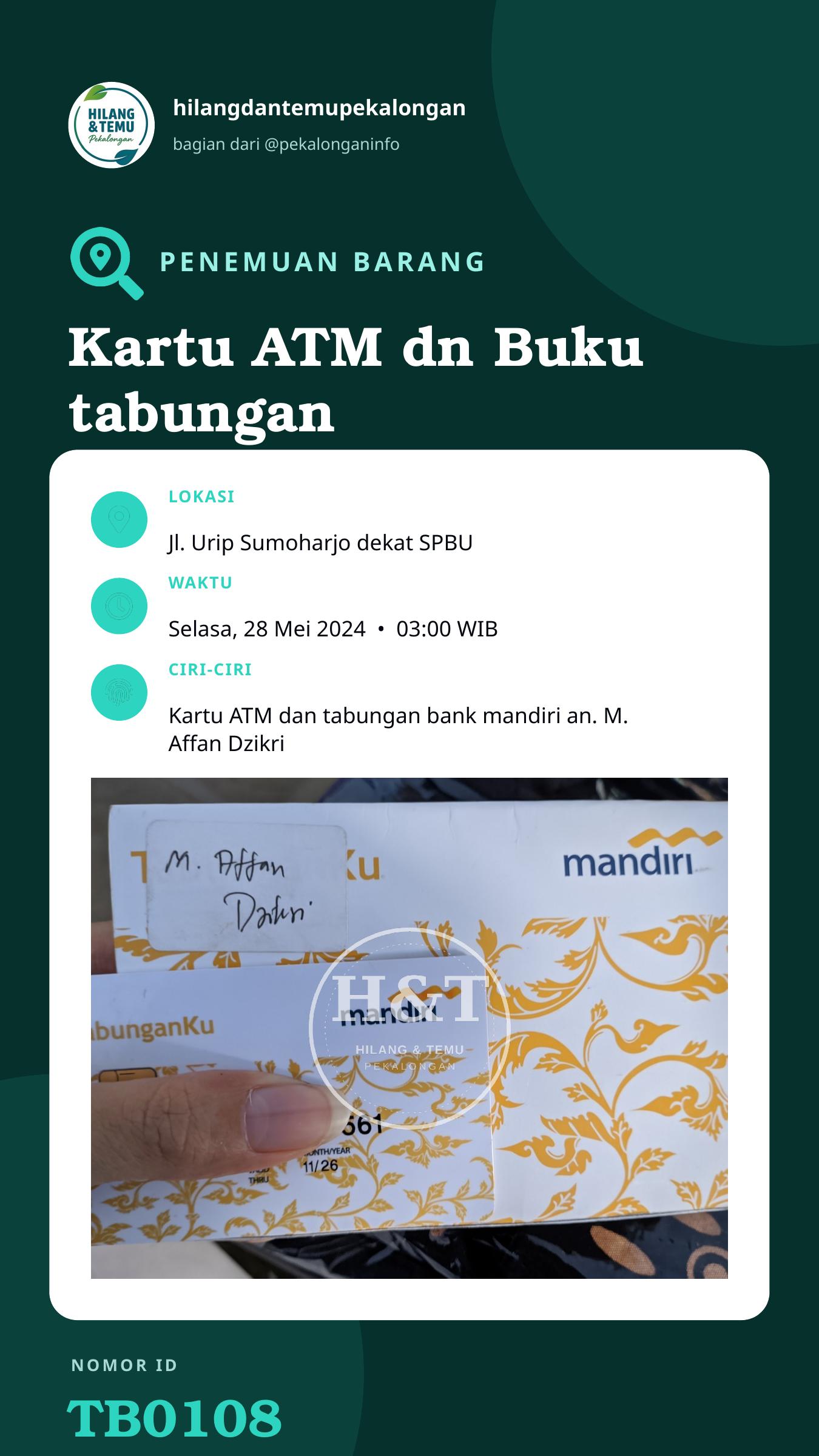 Story 9:16 laporan Kartu ATM dn Buku tabungan