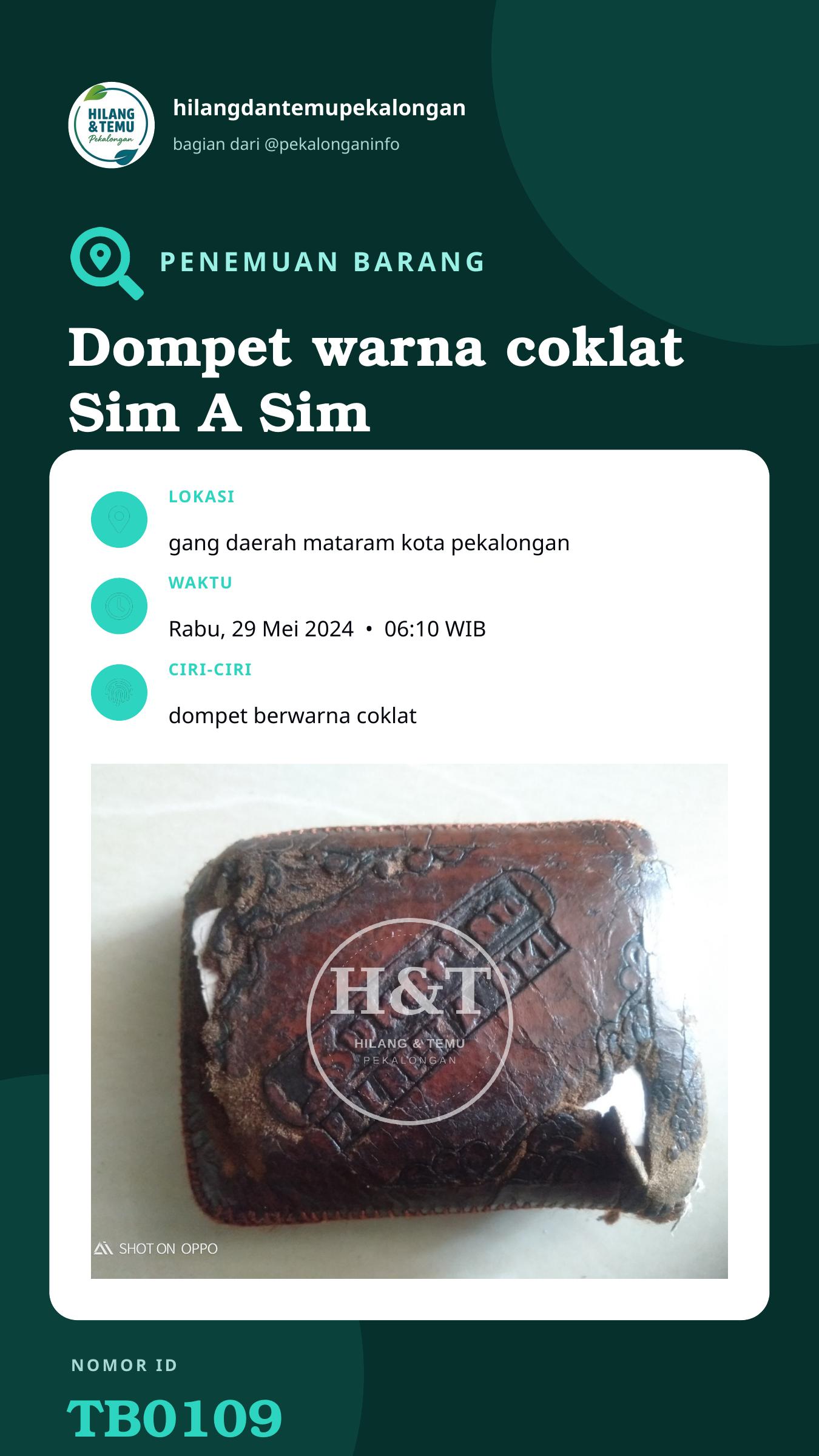 Story 9:16 laporan Dompet warna coklat Sim A Sim C Atm kartu bpjs kartu ptg lainya