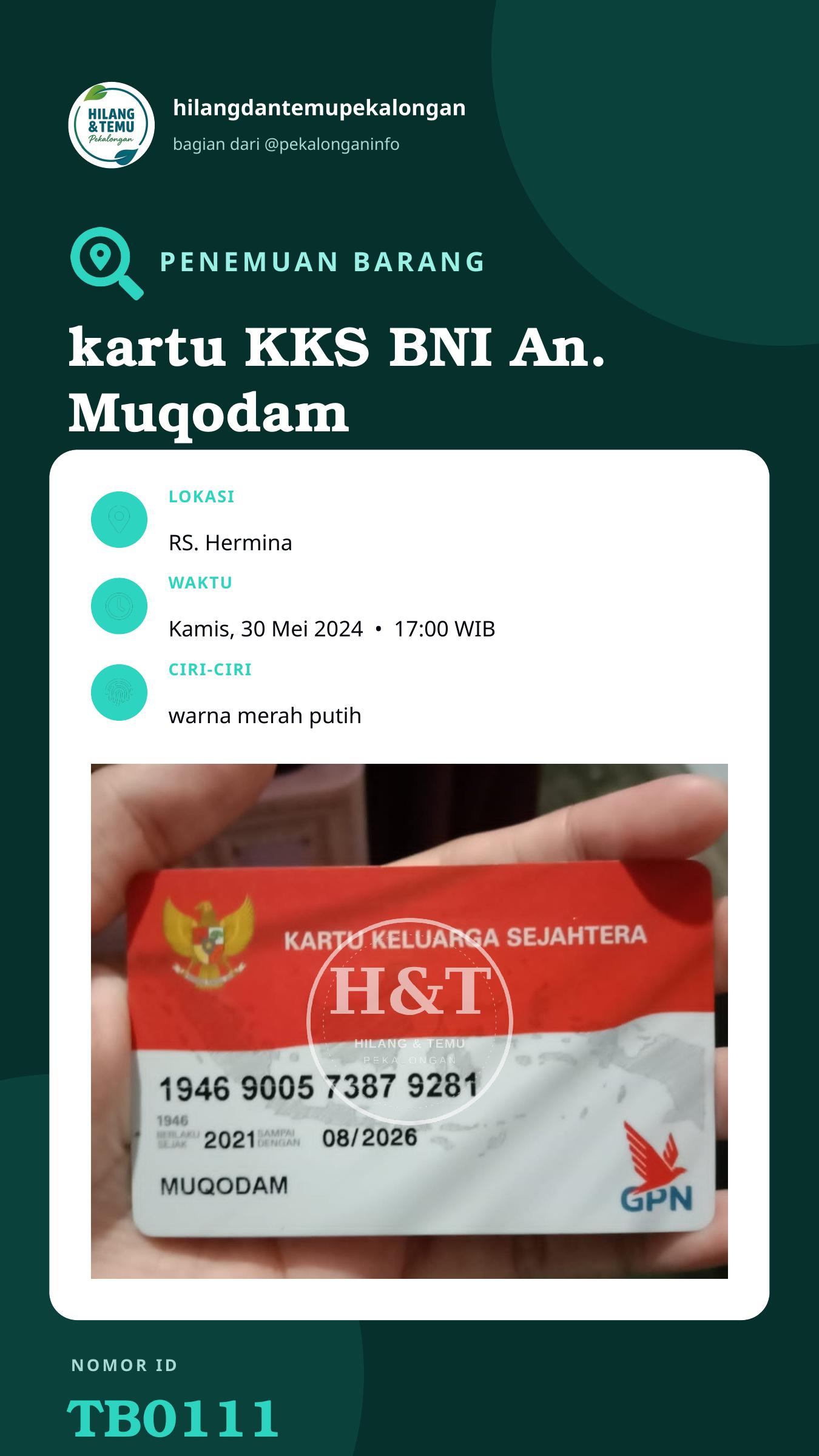Story 9:16 laporan kartu KKS BNI An. Muqodam