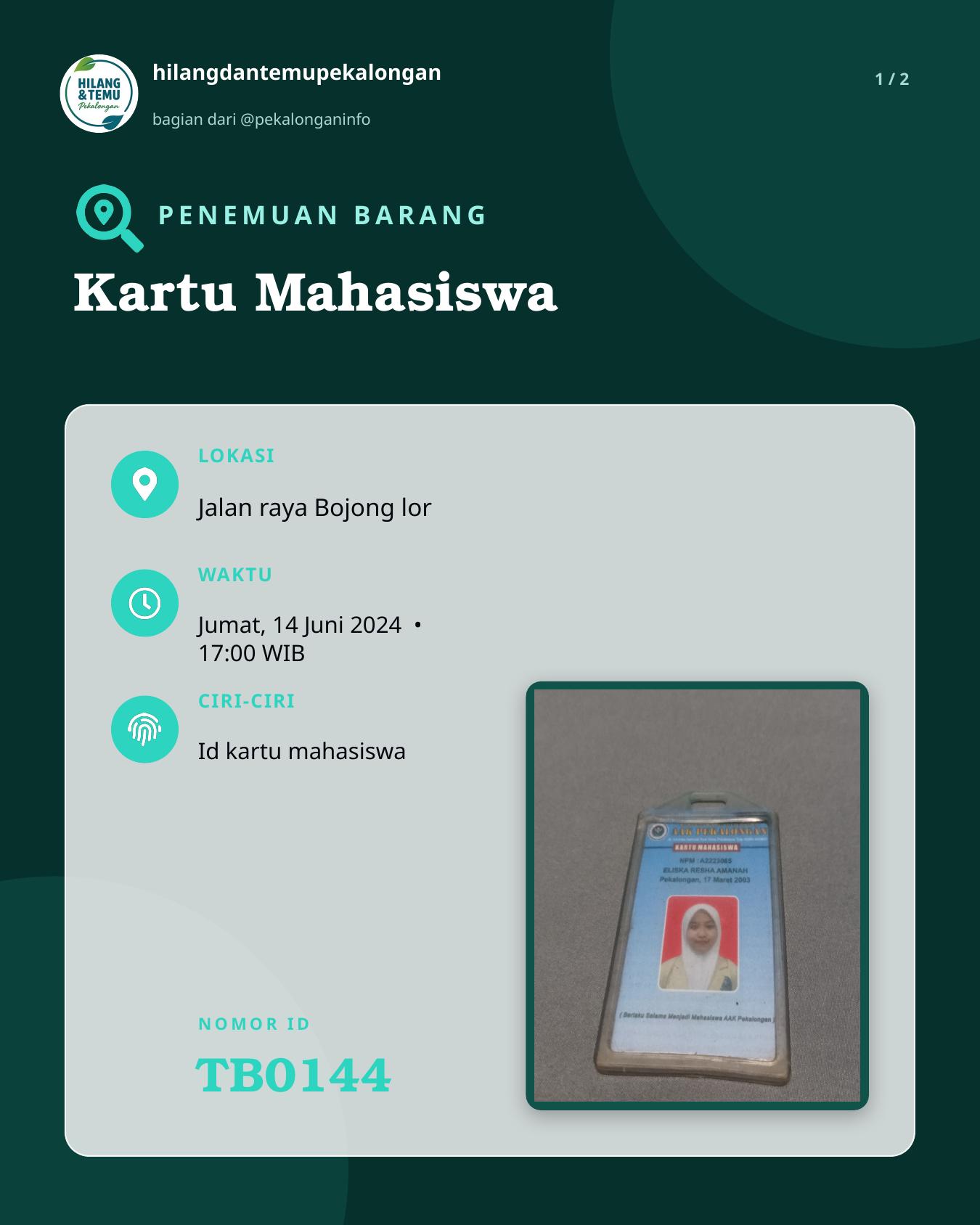 Slide 1 laporan Kartu Mahasiswa
