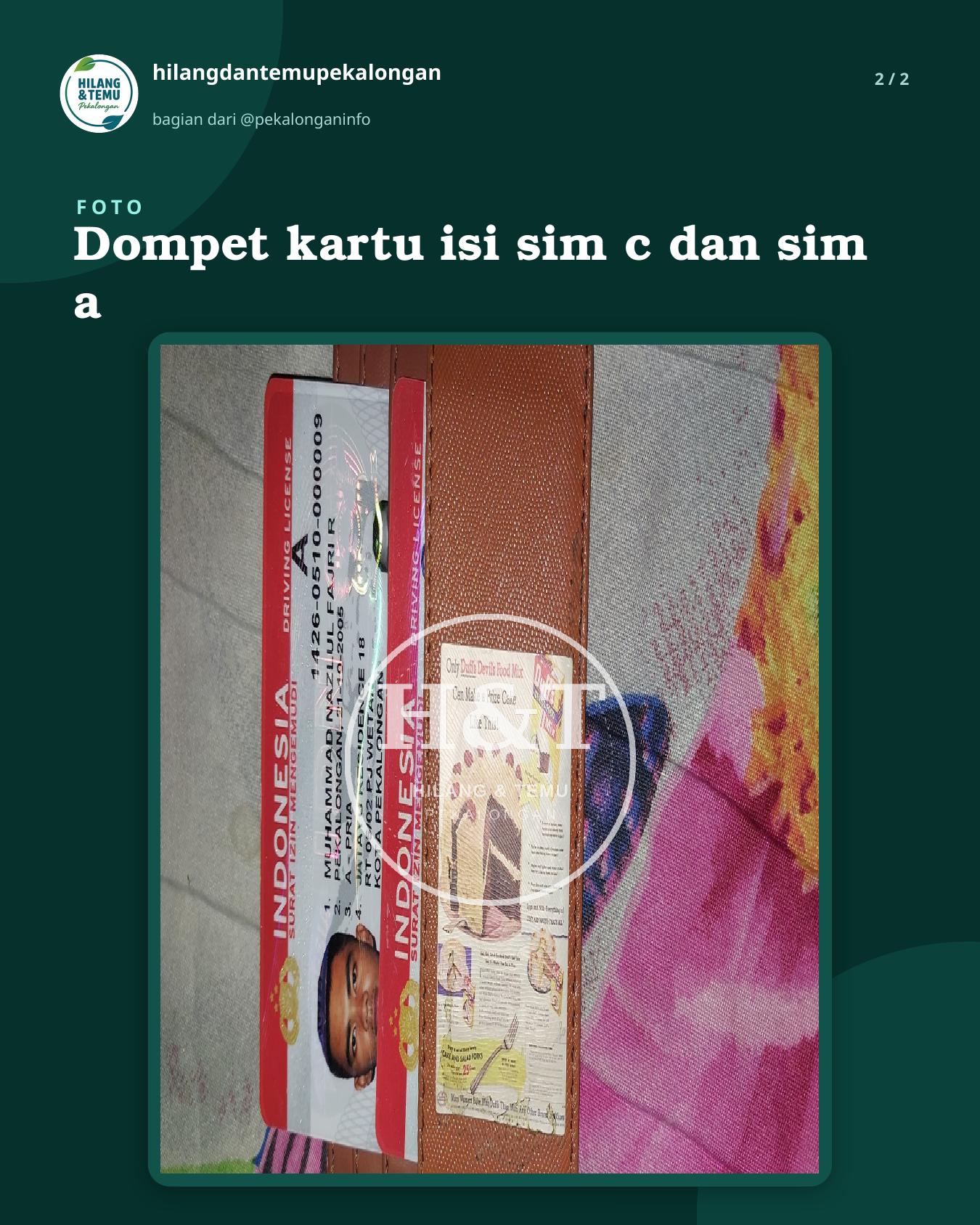 Slide 2 laporan Dompet kartu isi sim c dan sim a