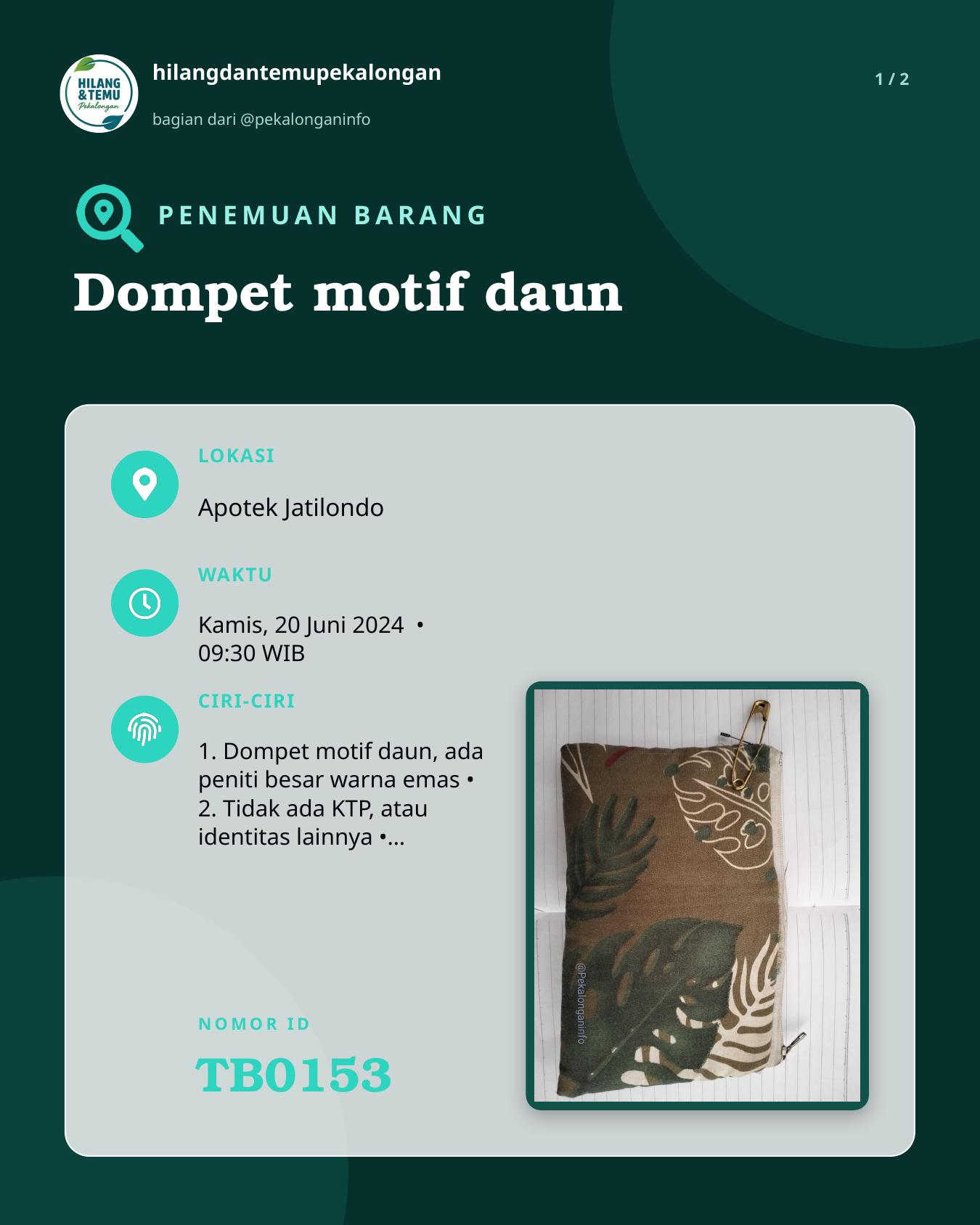Slide 1 laporan Dompet motif daun