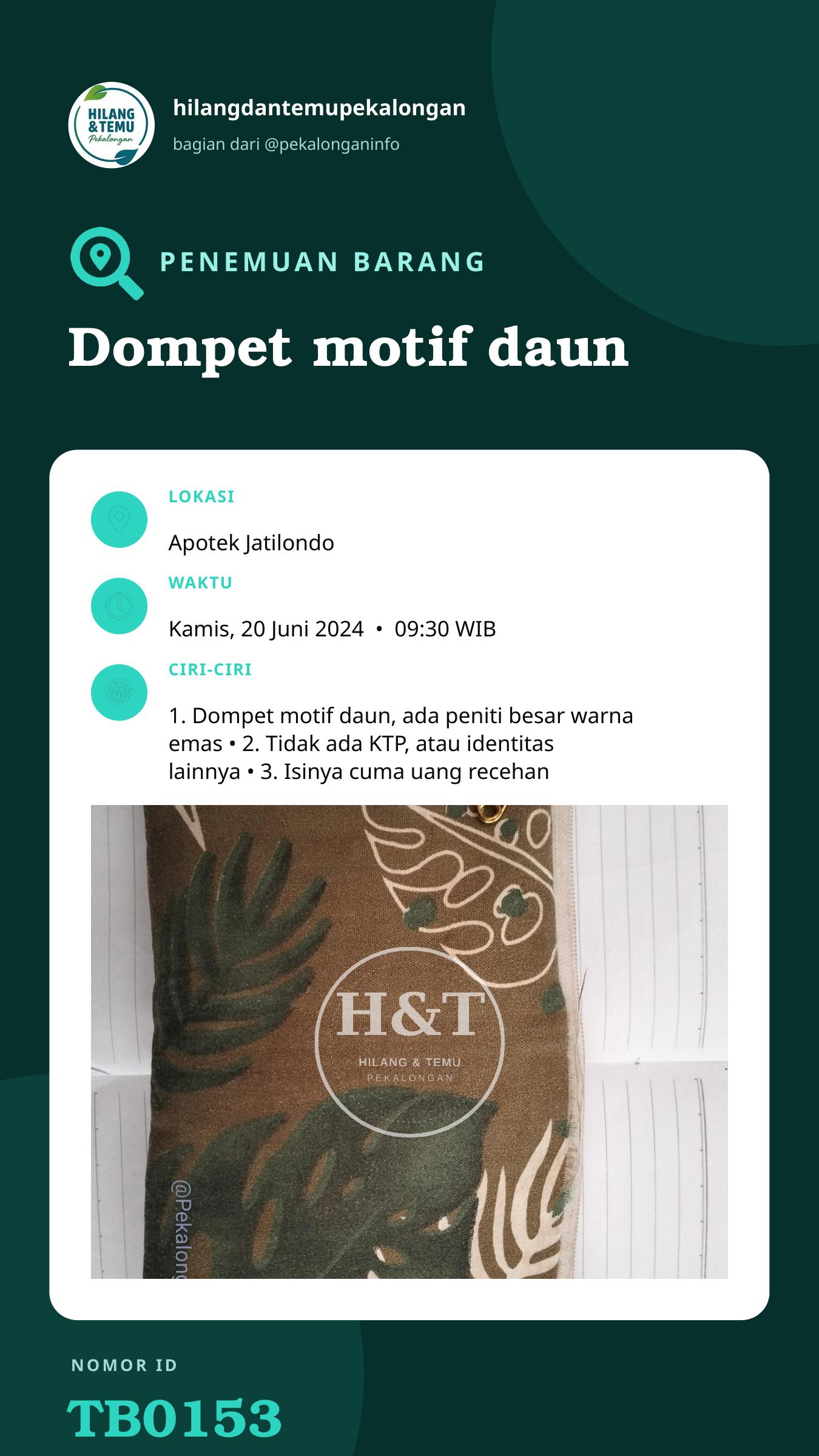 Story 9:16 laporan Dompet motif daun