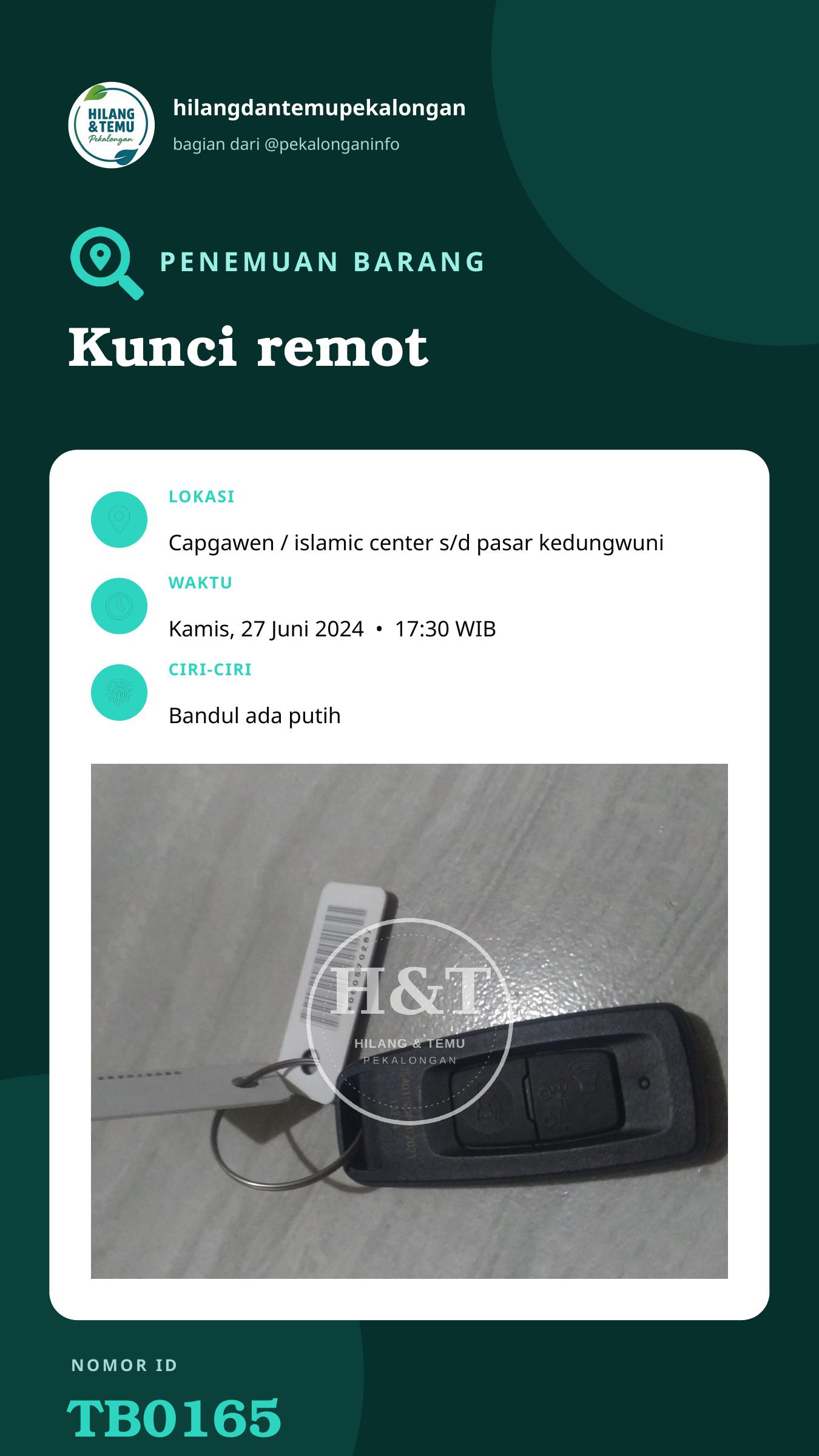 Story 9:16 laporan Kunci remot