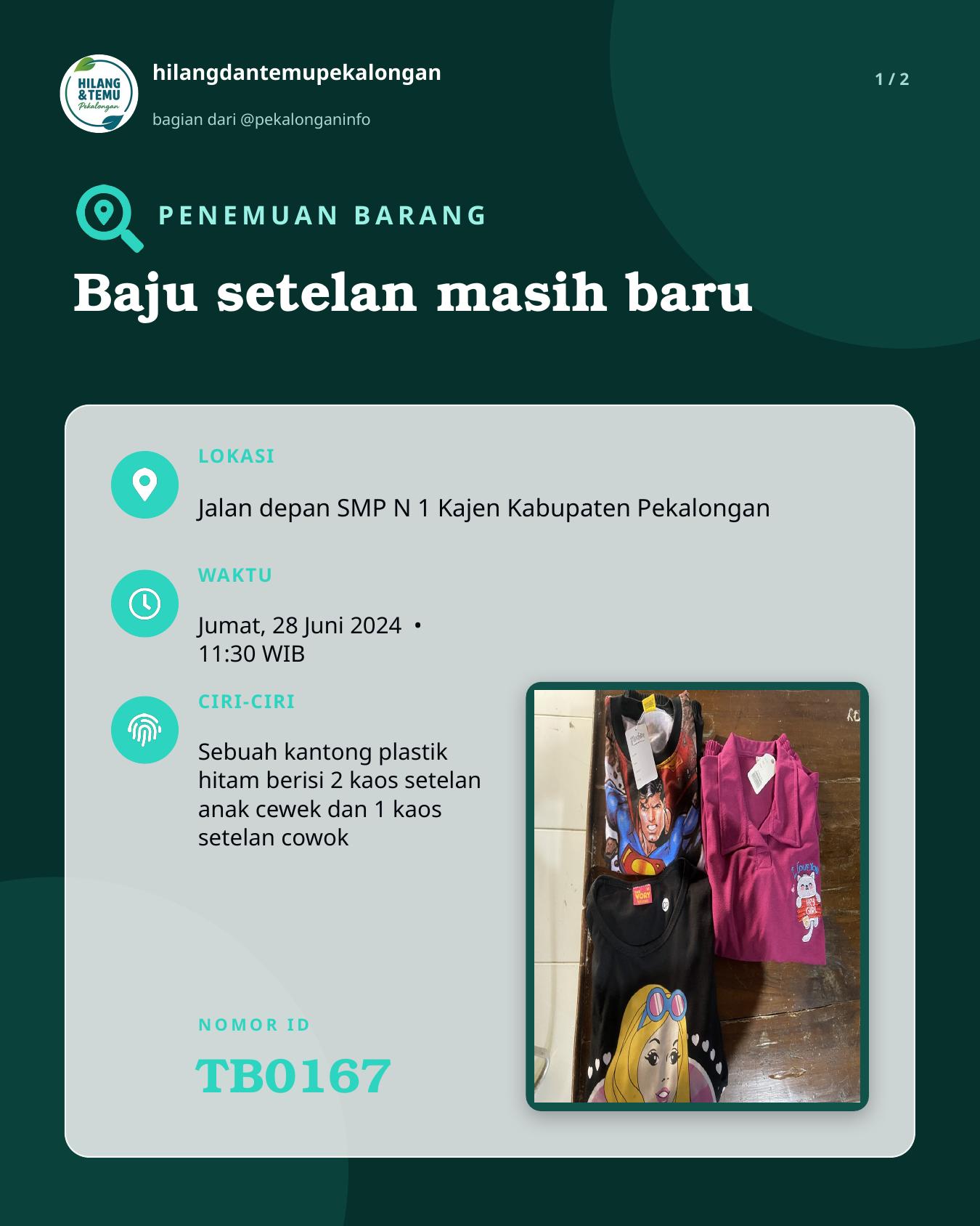Slide 1 laporan Baju setelan masih baru