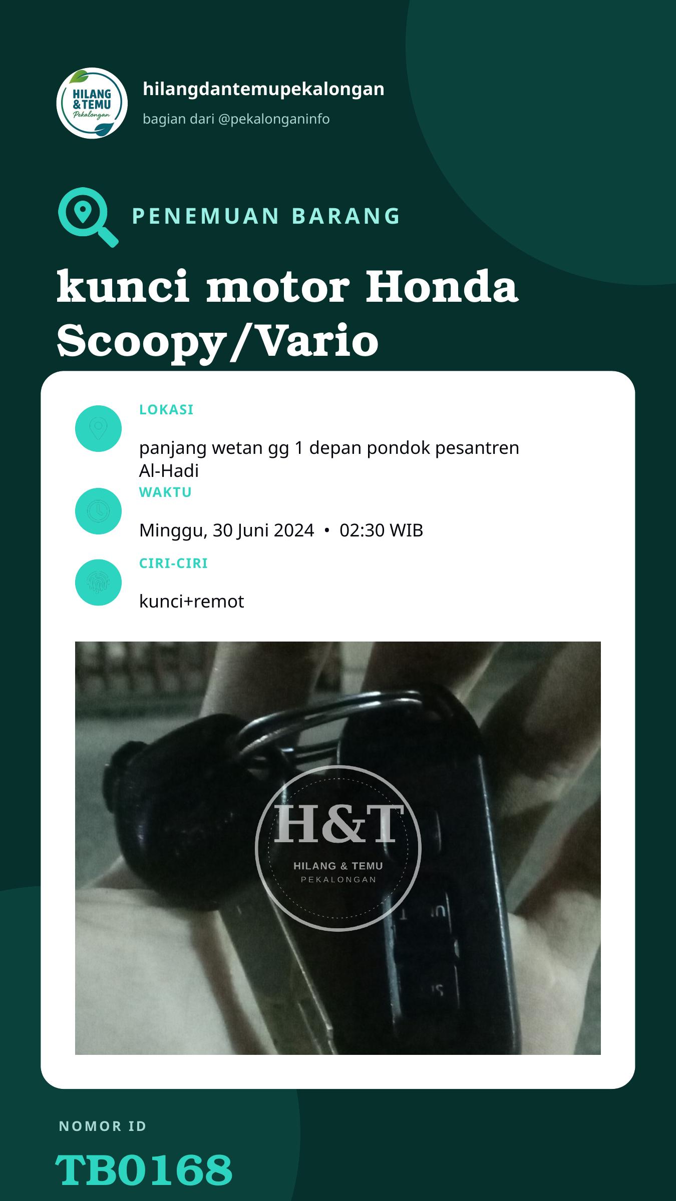 Story 9:16 laporan kunci motor Honda Scoopy/Vario kurang tau th 2017