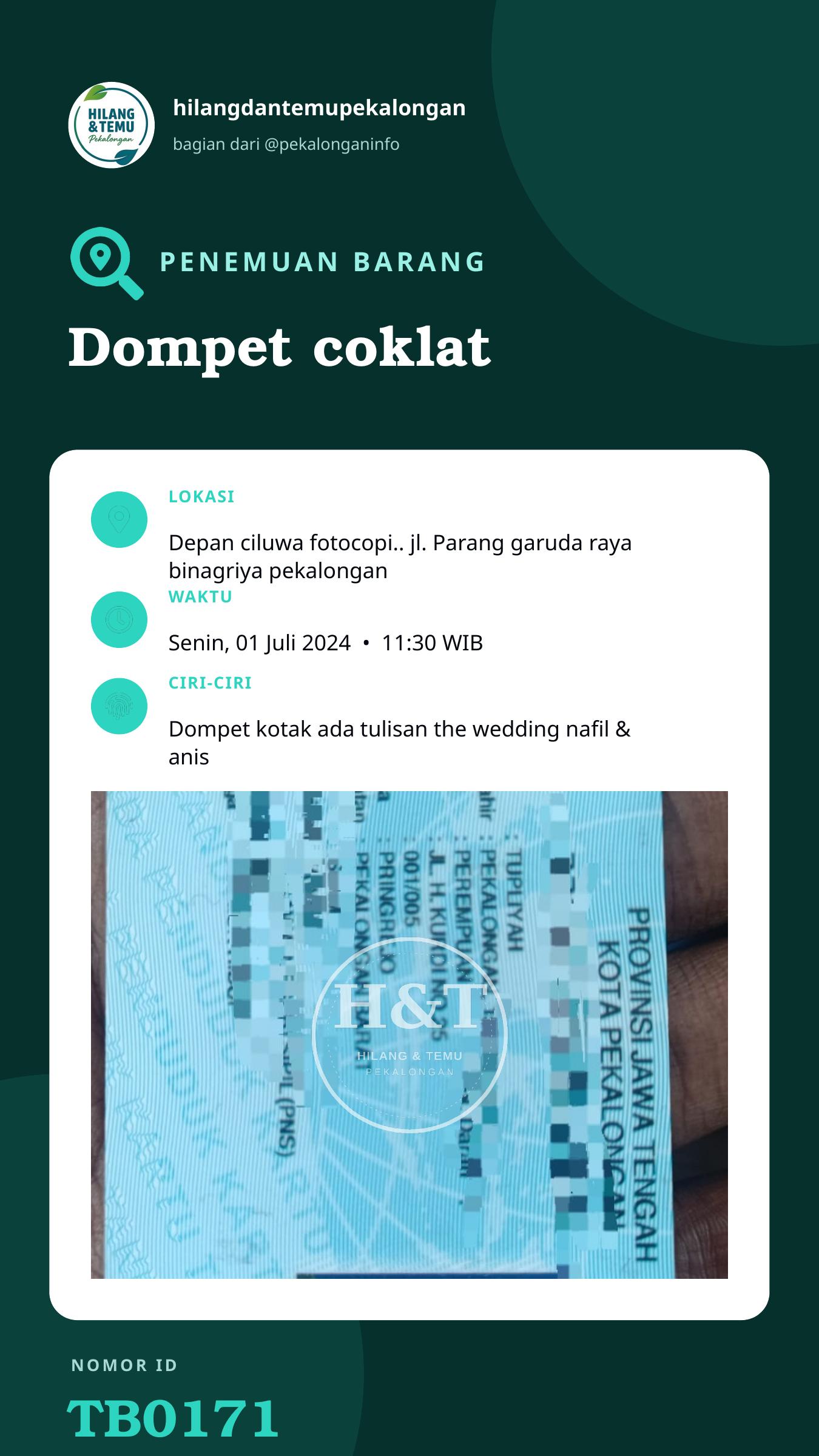 Story 9:16 laporan Dompet coklat