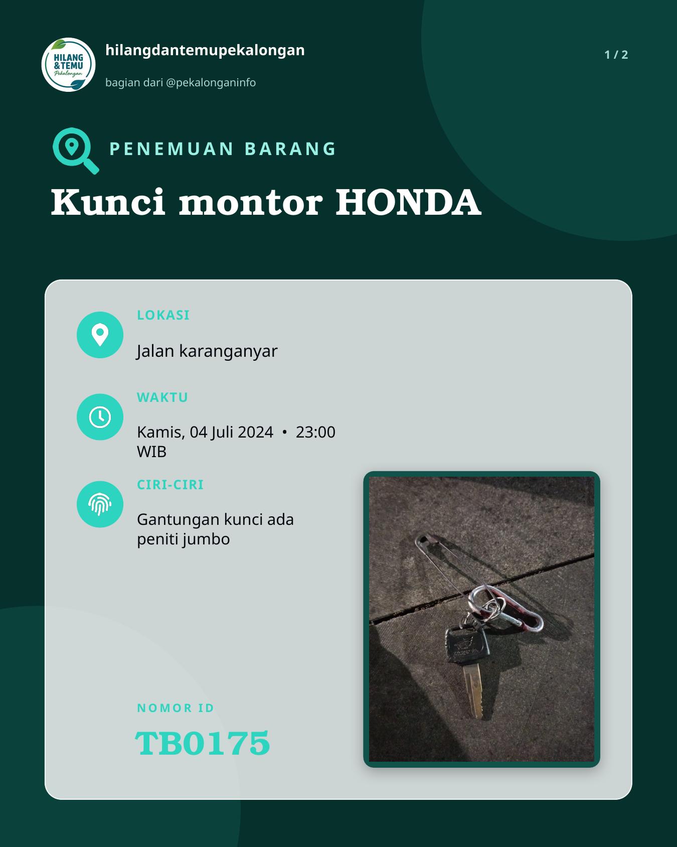 Slide 1 laporan Kunci montor HONDA
