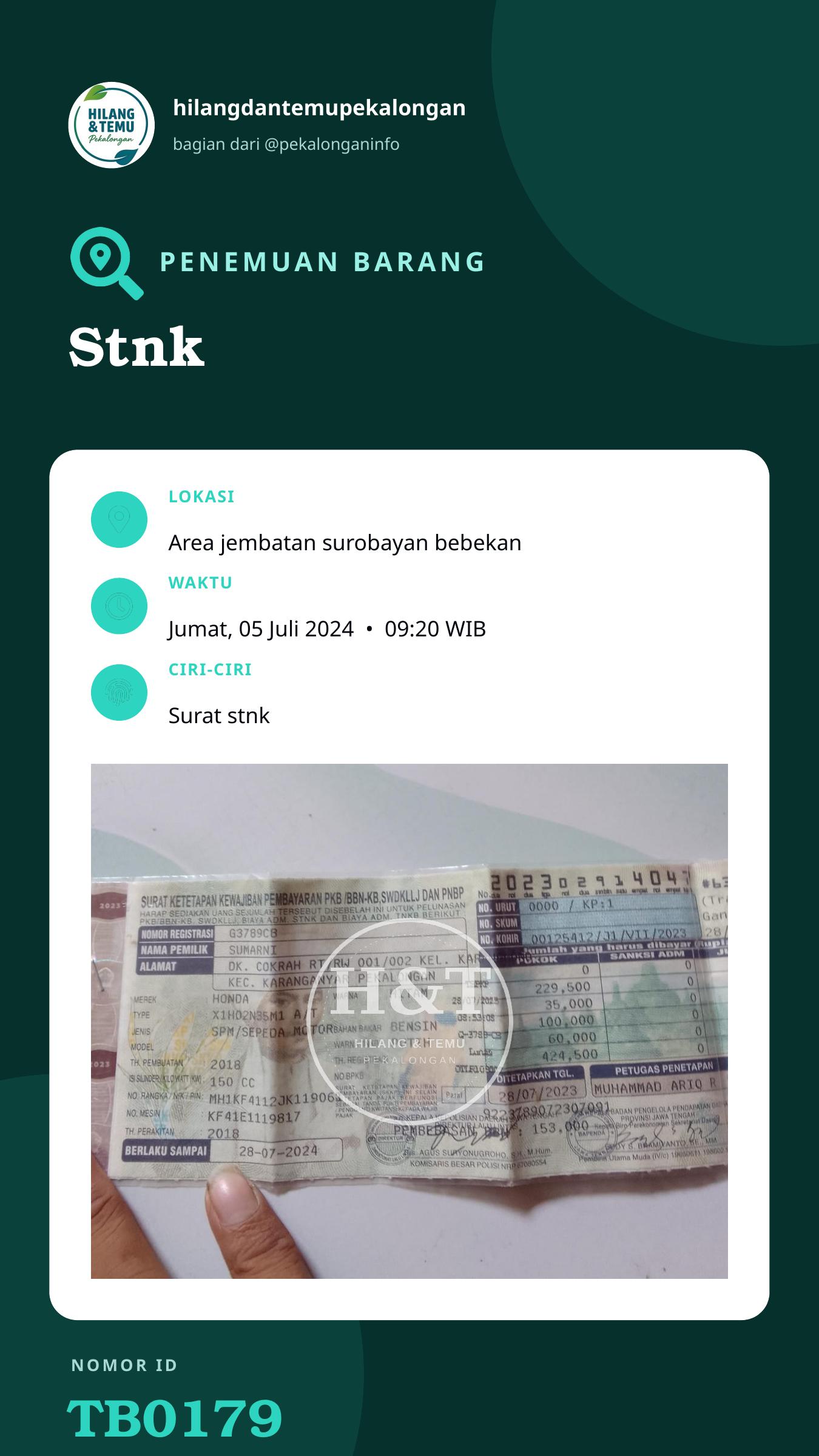 Story 9:16 laporan Stnk
